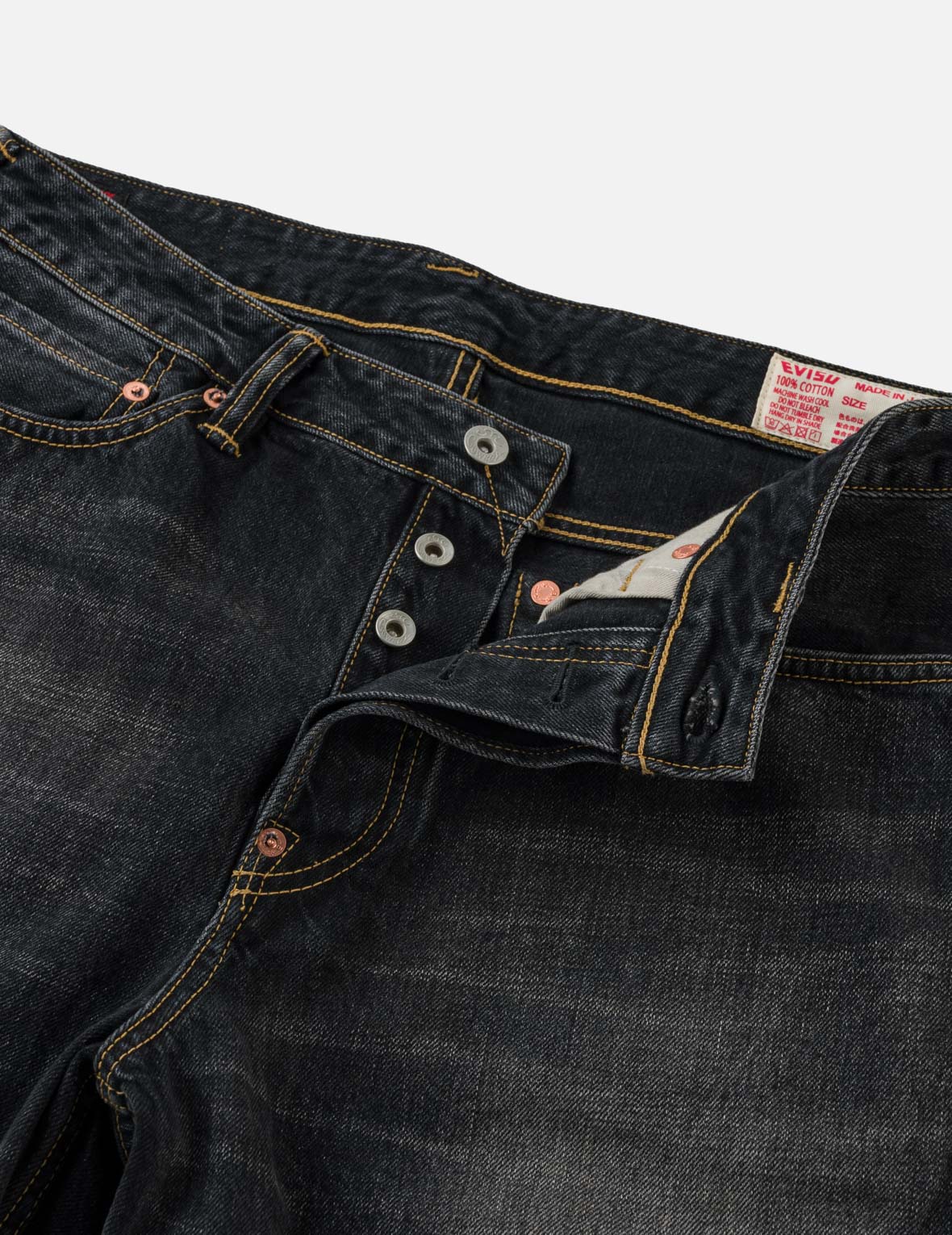 Black Washed Seagull Print Relax Fit Jeans #2030