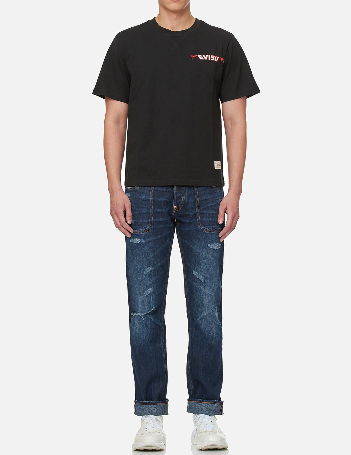 Seagull Appliqué Distressed Regular Straight Fit Jeans #2008
