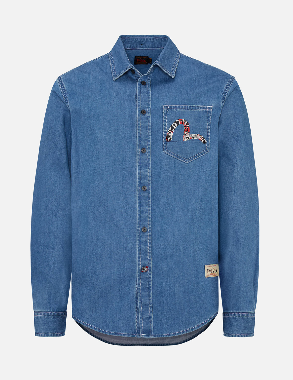 Big Catch Prayer Festival Graphic Daicock Denim Shirt