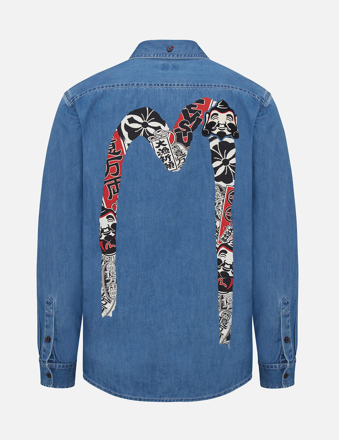 Big Catch Prayer Festival Graphic Daicock Denim Shirt