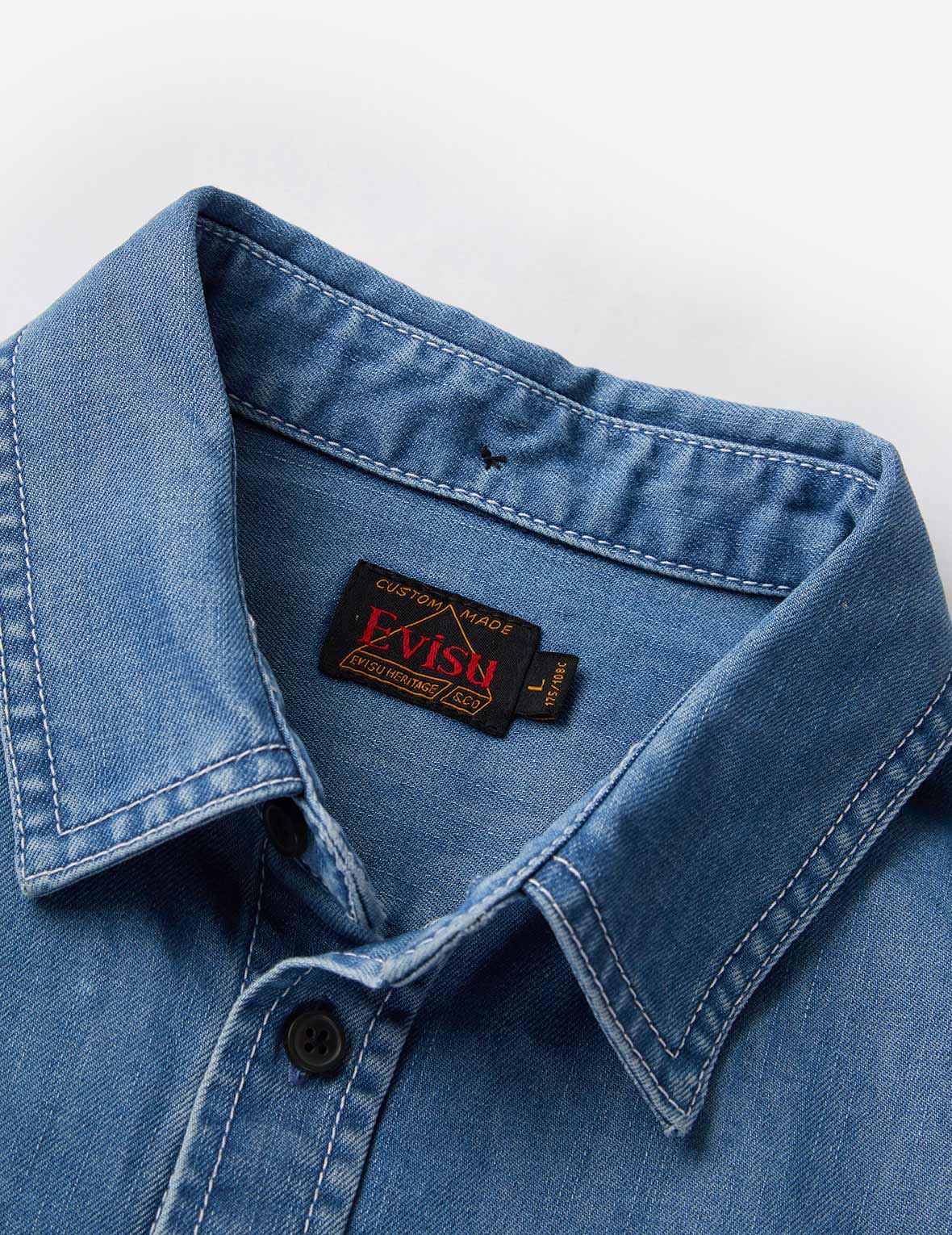 Big Catch Prayer Festival Graphic Daicock Denim Shirt