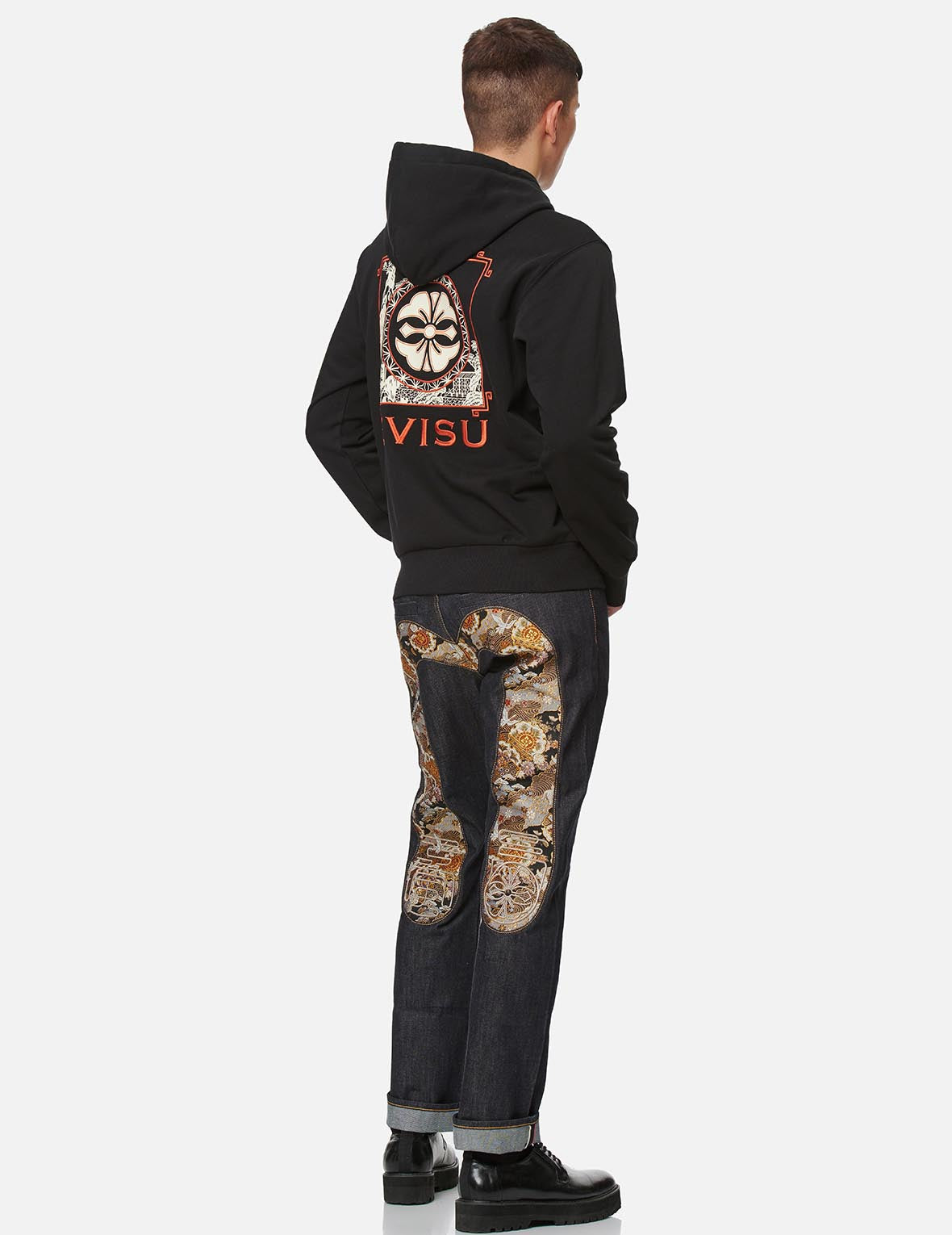 Kamon and Paper-cutting Graphic Print Hoodie