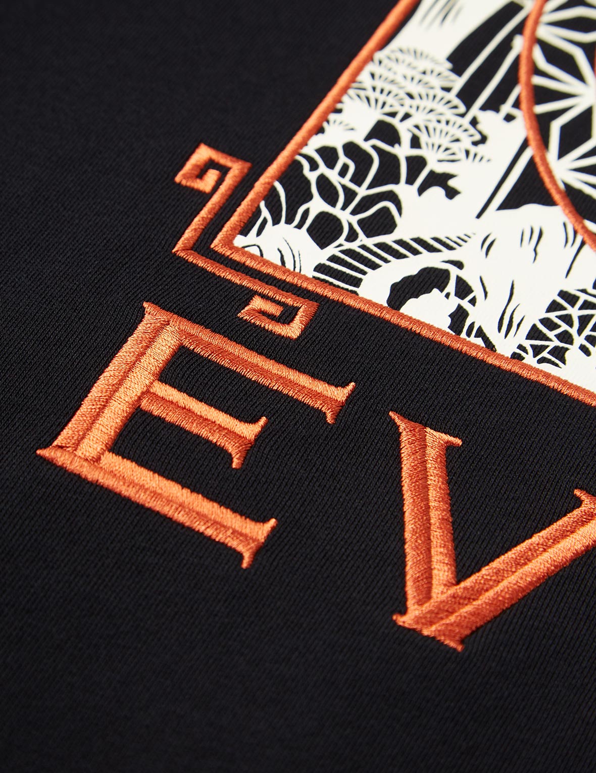 Kamon and Paper-cutting Graphic Print Hoodie