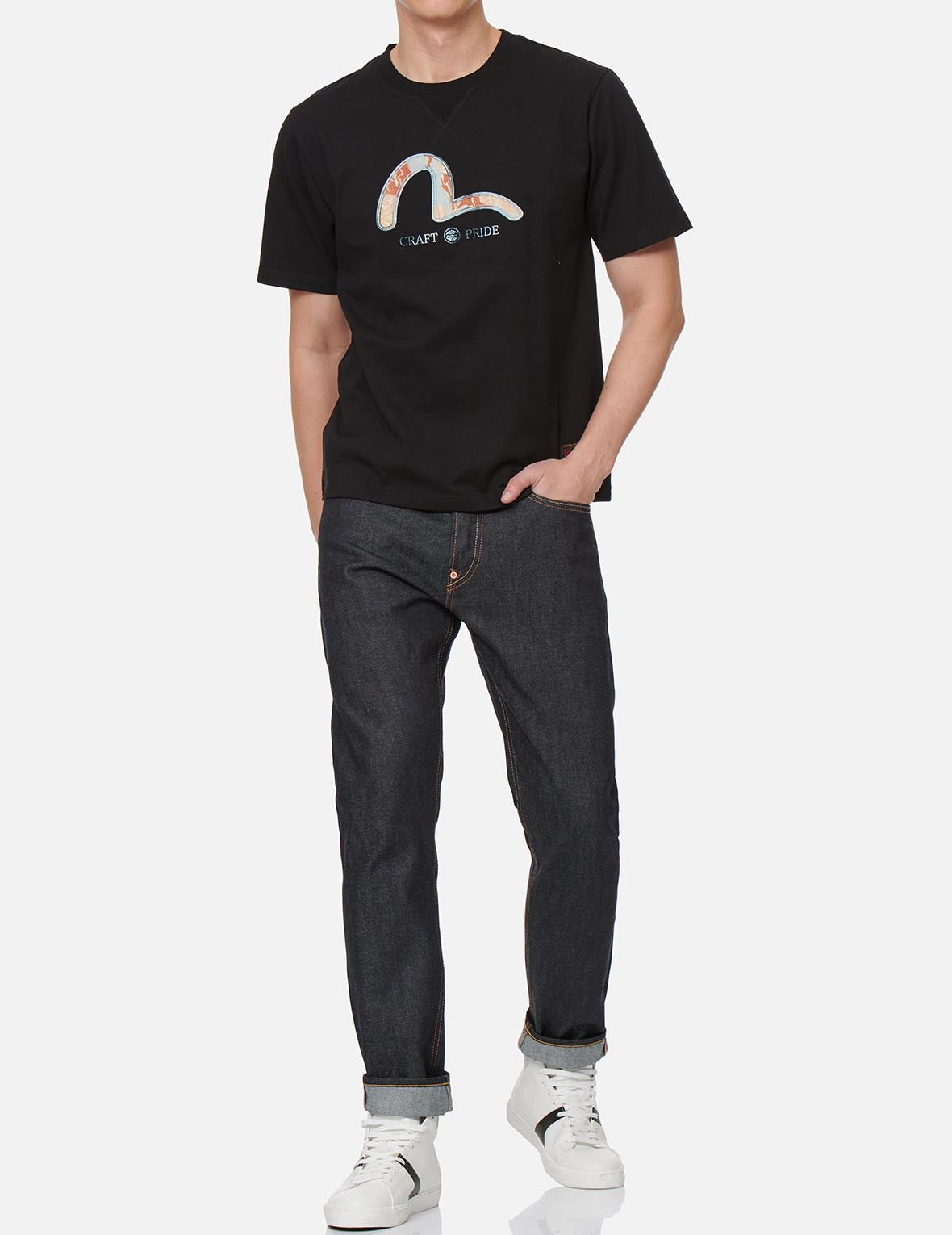 Grains-pattern Daicock Carrot Fit Jeans #2017