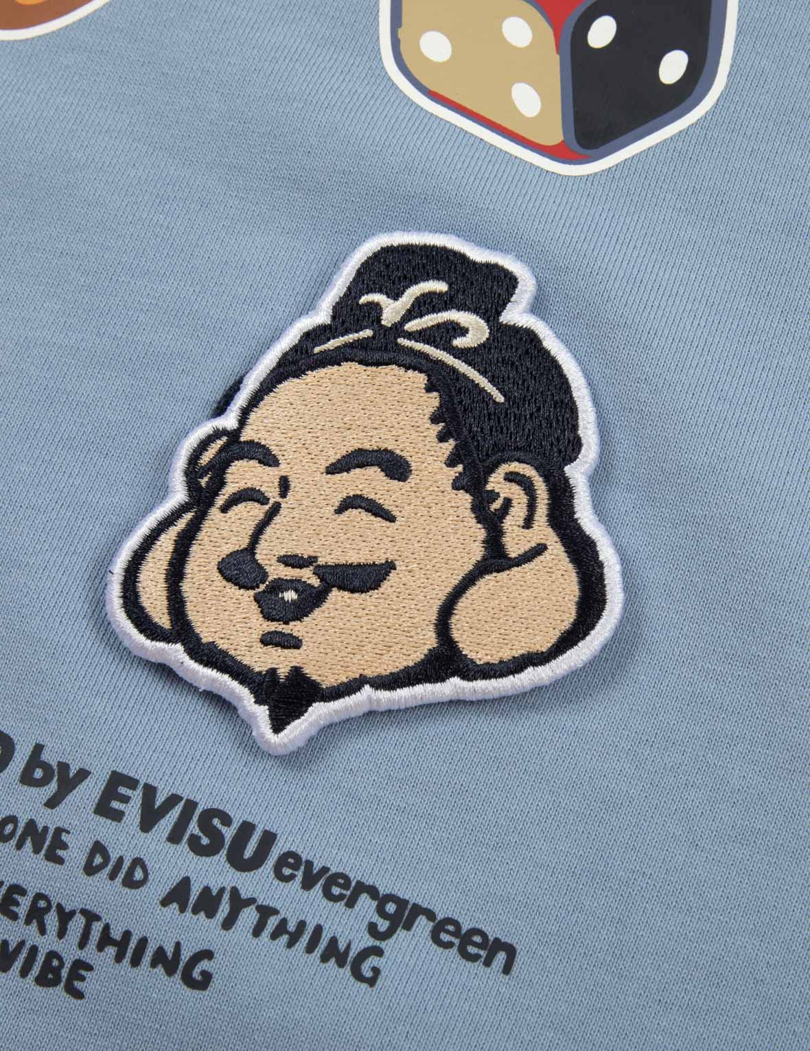 达摩和佛头刺绣章休闲宽版连帽卫衣