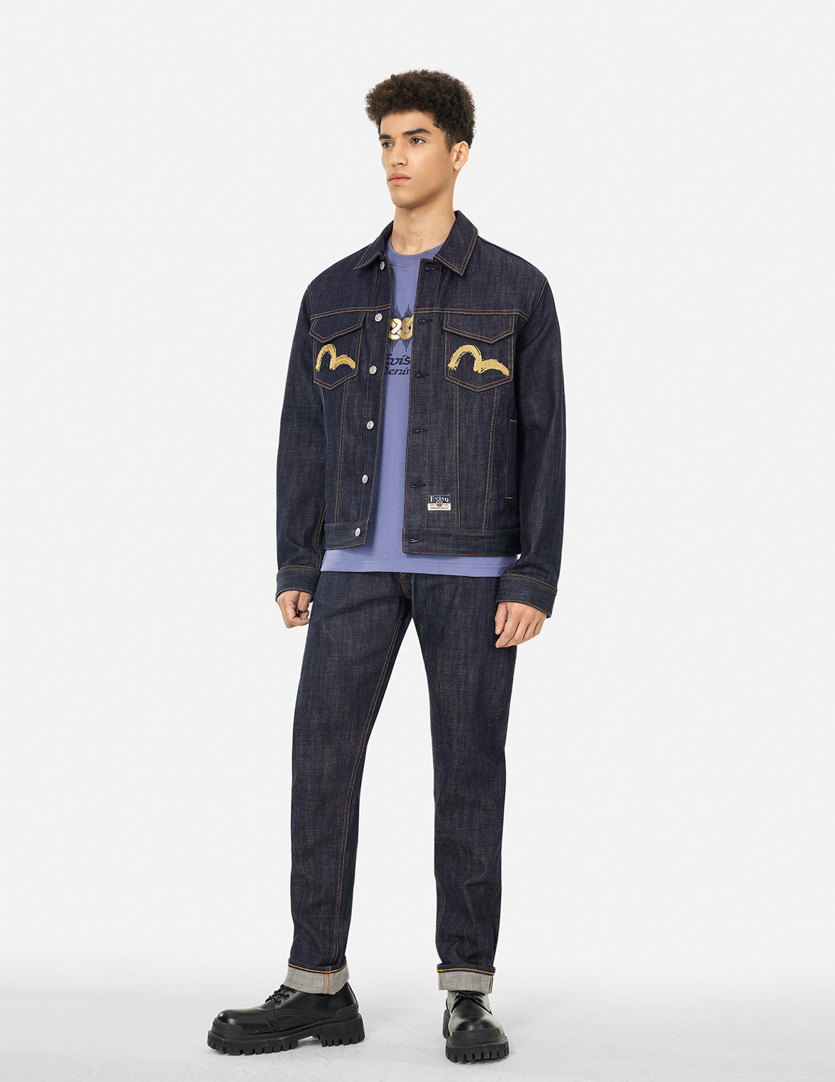 Hakutaku Embroidery Relax Fit Denim Jacket – EVISU