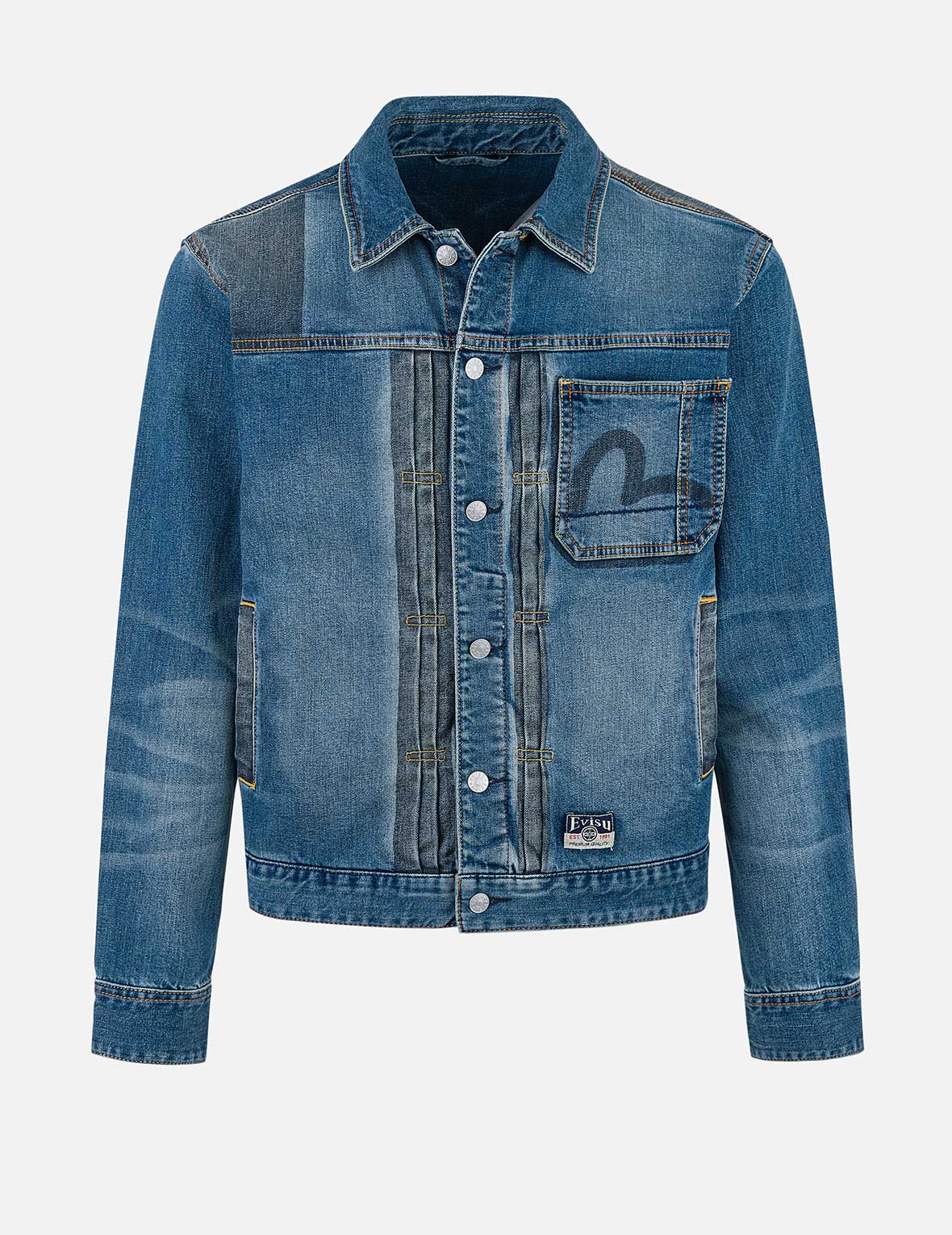 Two-tone Daicock Inserted Regular Fit Denim Jacket