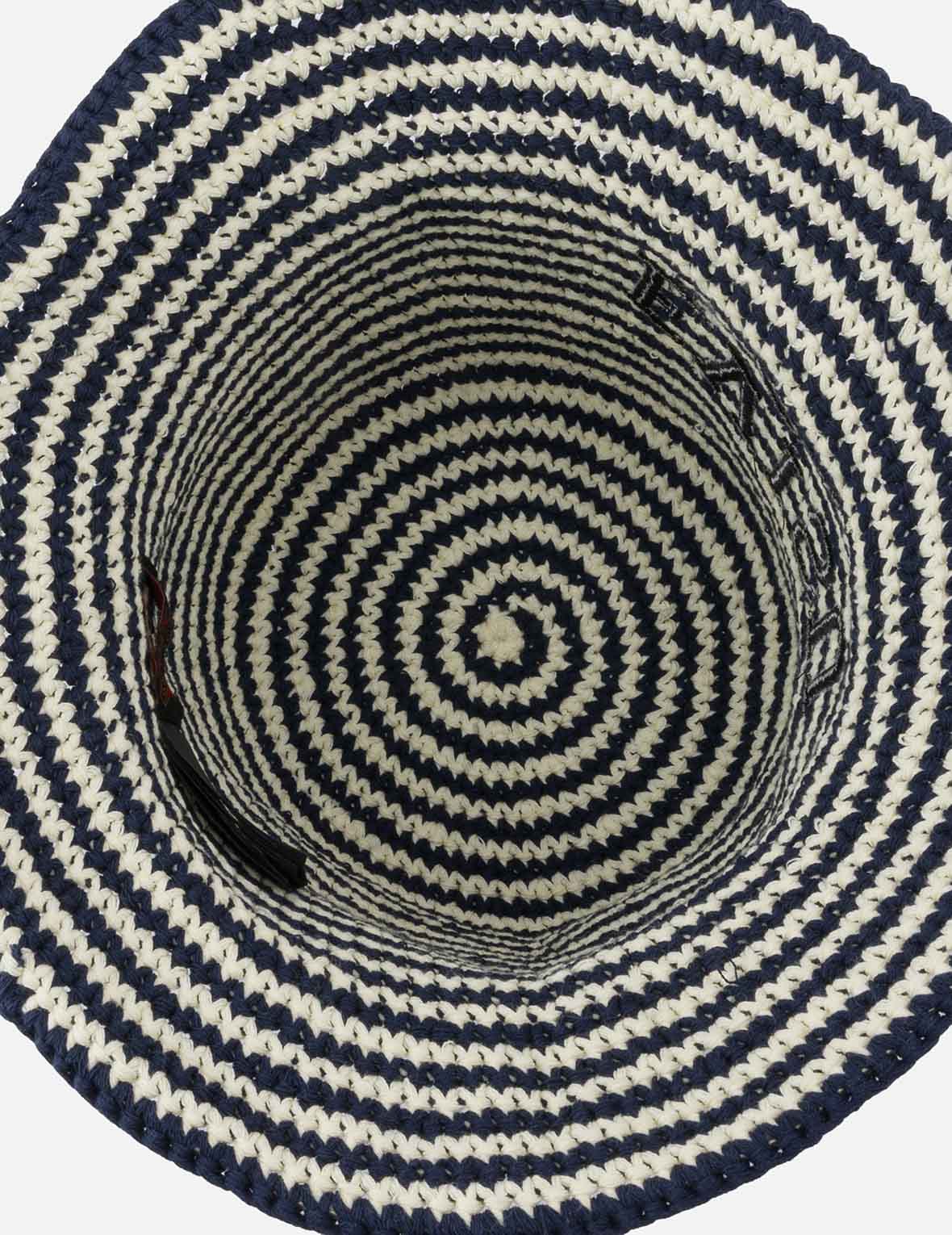 Logo Embroidery Striped Knitted Bucket Hat – EVISU