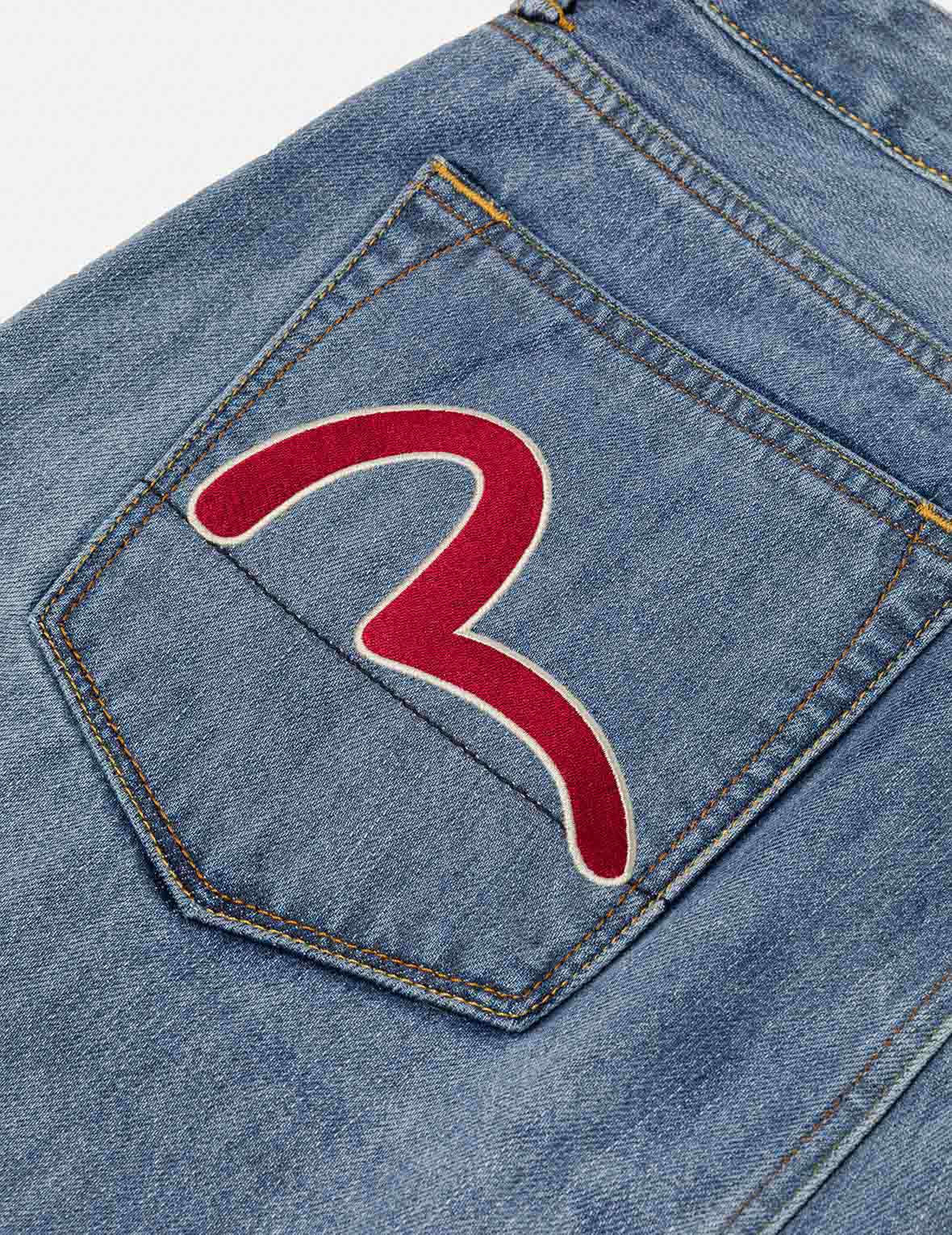 钓鱼翁佛头印花七分牛仔裤 #2027