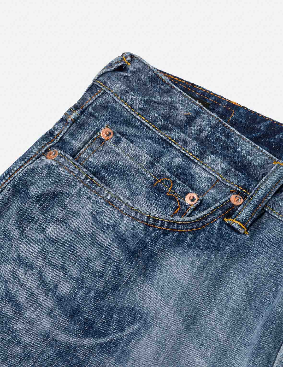 钓鱼翁佛头印花七分牛仔裤 #2027