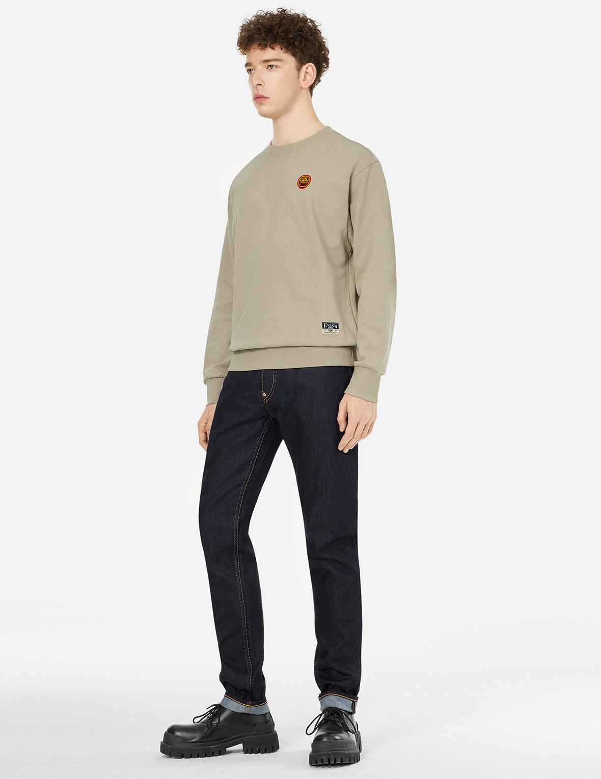 Ecru Seagull Print Taper Fit Jeans #2017