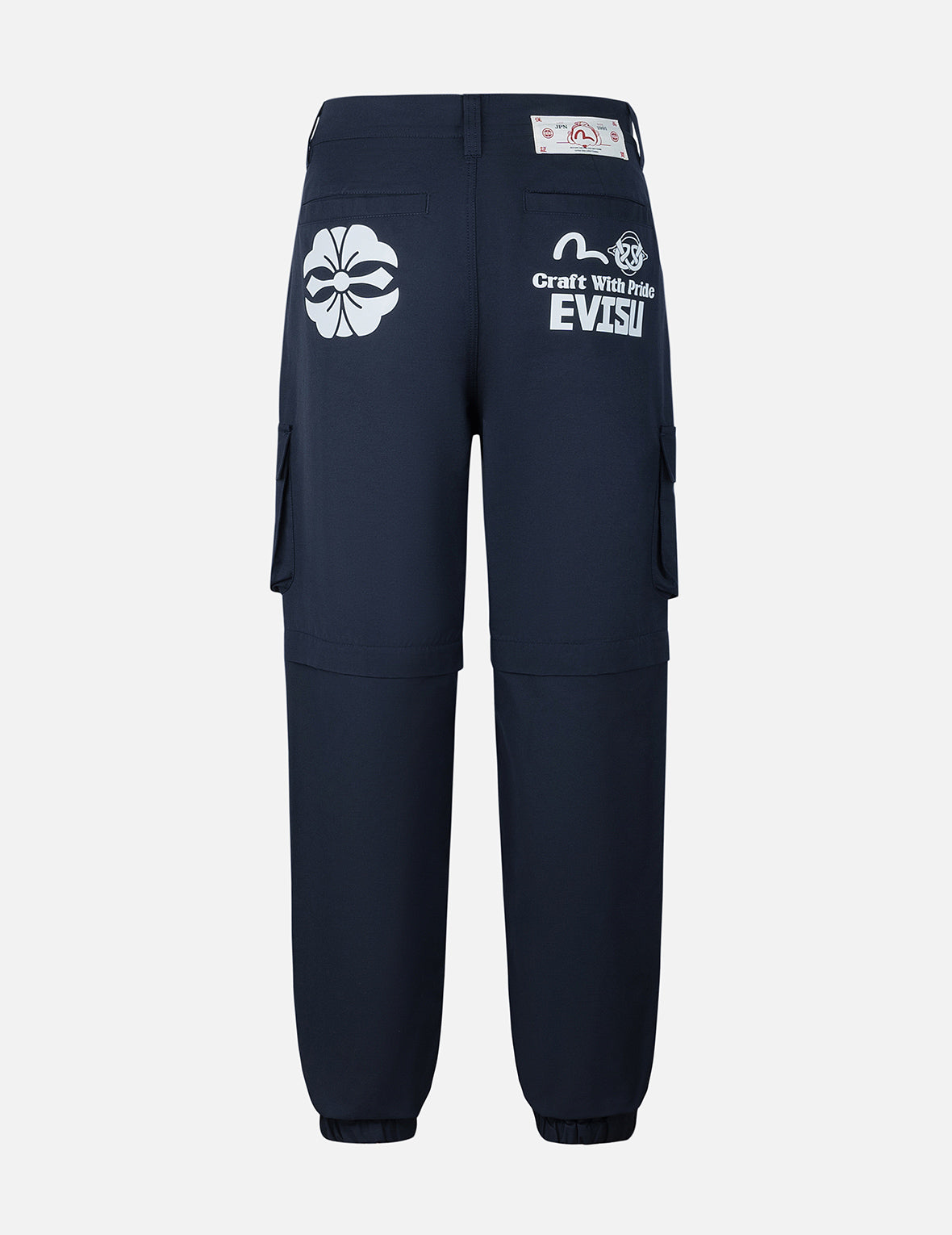 家花和商标印花可拆时尚版型梭织束口工装裤