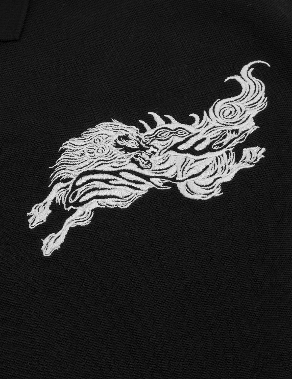 Hakutaku and Logo Embroidery Oversized Polo Shirt