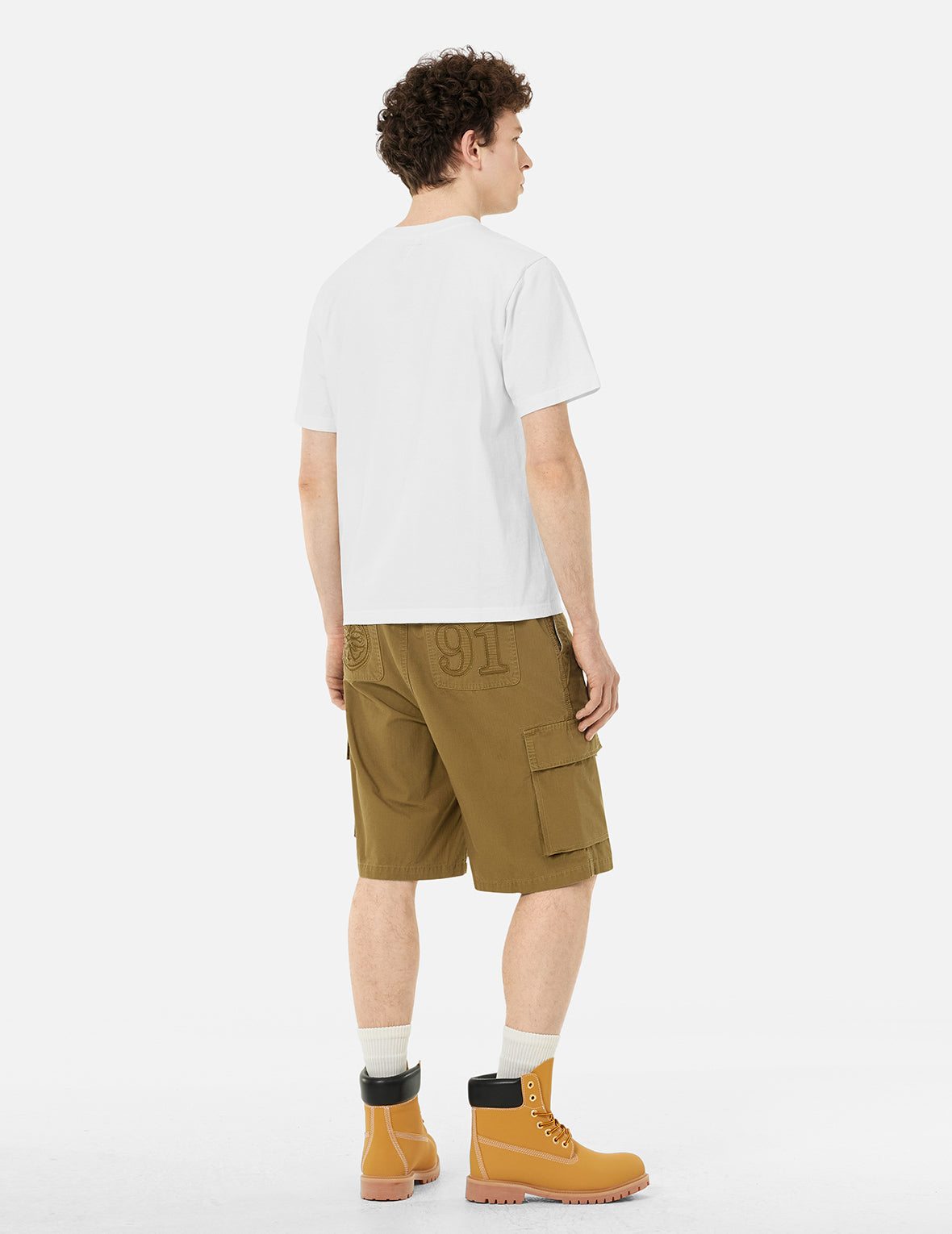 Kamon and "91" Appliqué Embroidery Regular Fit Cargo Shorts