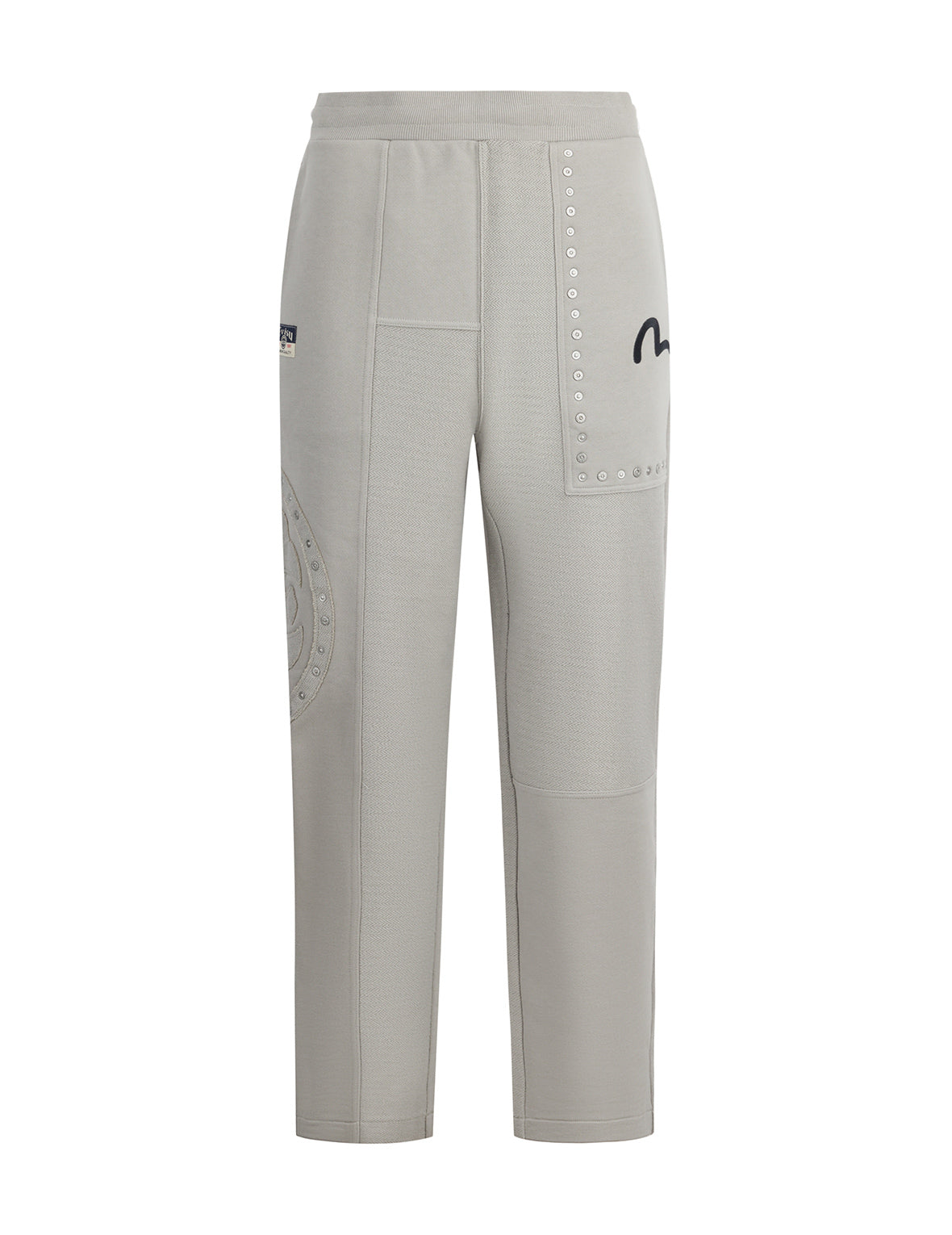 家花贴布和错位车缝时尚版型运动裤