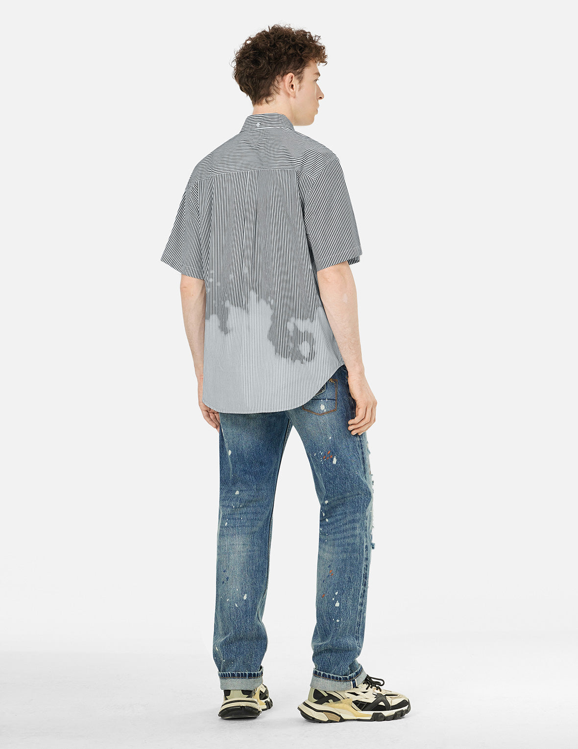 Two-tone Striped Oversized Short-sleeve Shirt – EVISU
