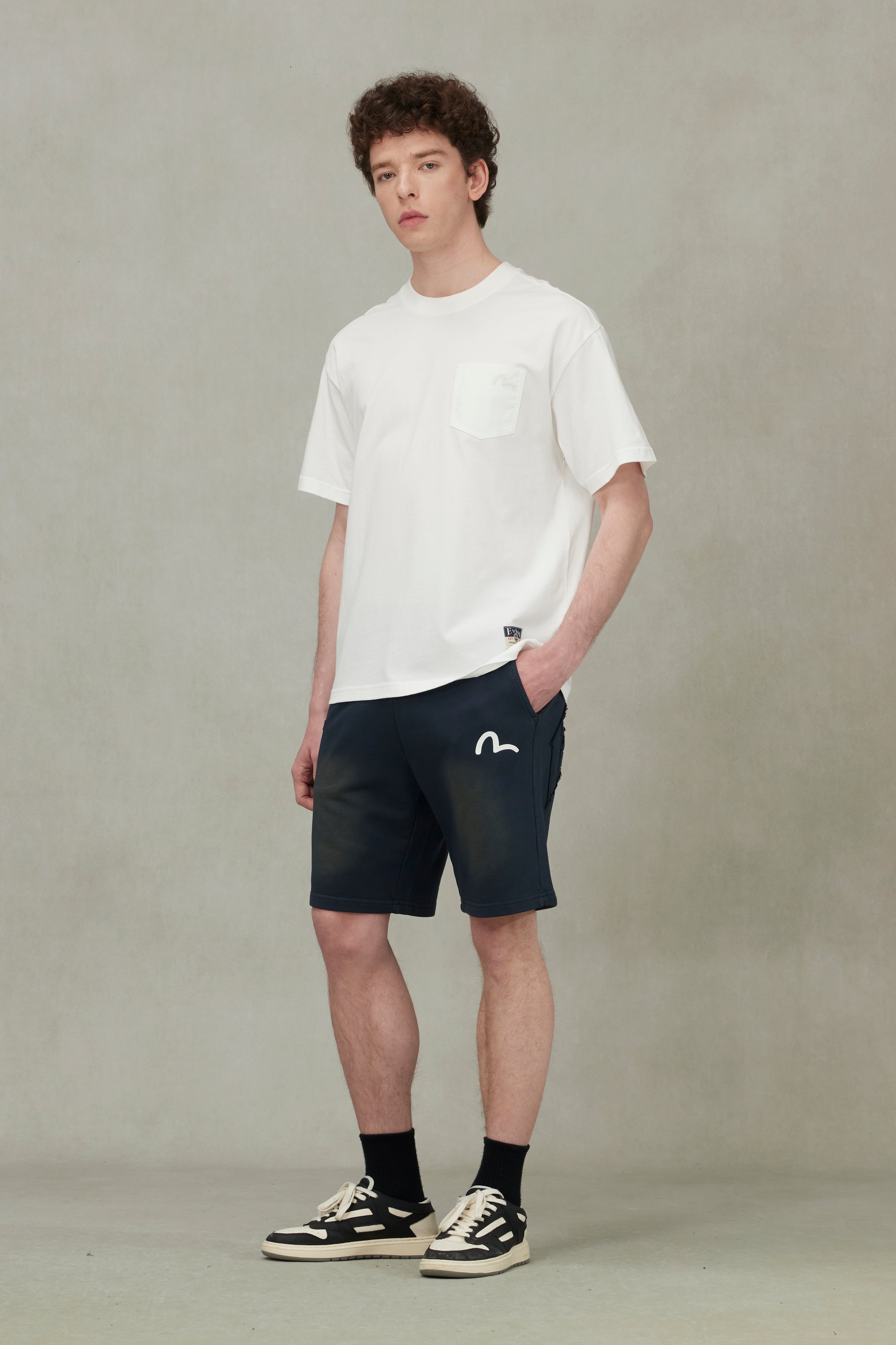 Logo Appliqué Embroidery Heavy Washed Fashion Fit Sweatshorts
