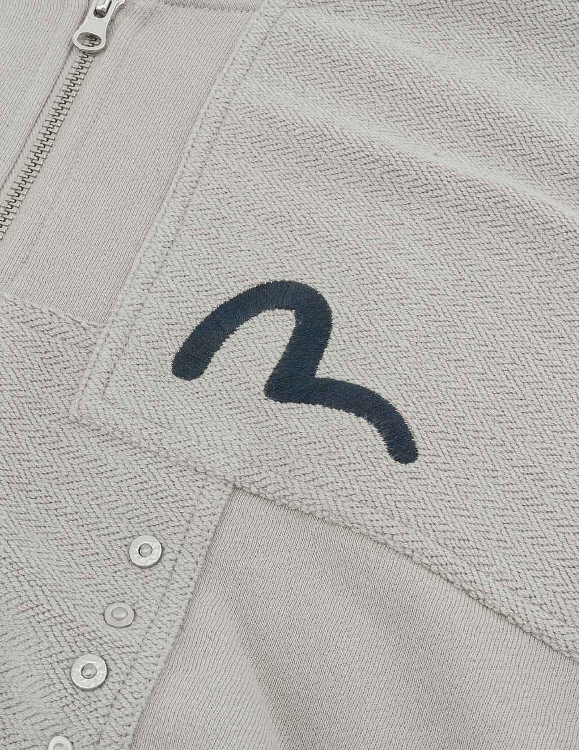 海鸥刺绣和错位车缝宽版休闲卫衣外套