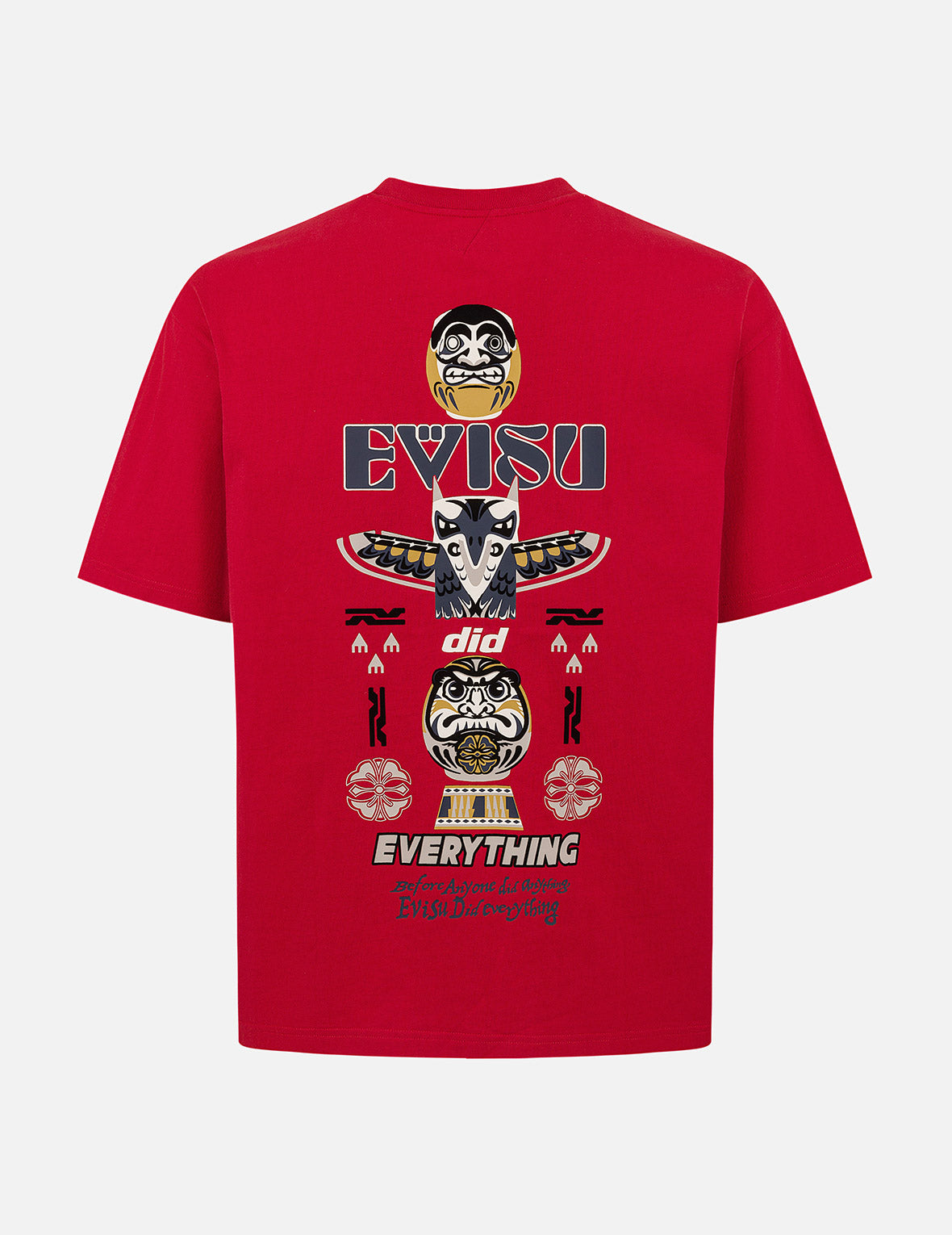 达摩和印第安图腾印花宽版休闲T恤