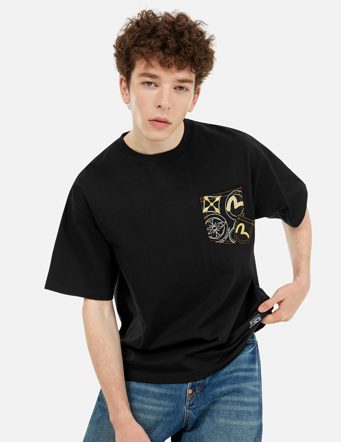 Multi-Pocket and Multi-Print Loose Fit T-shirt