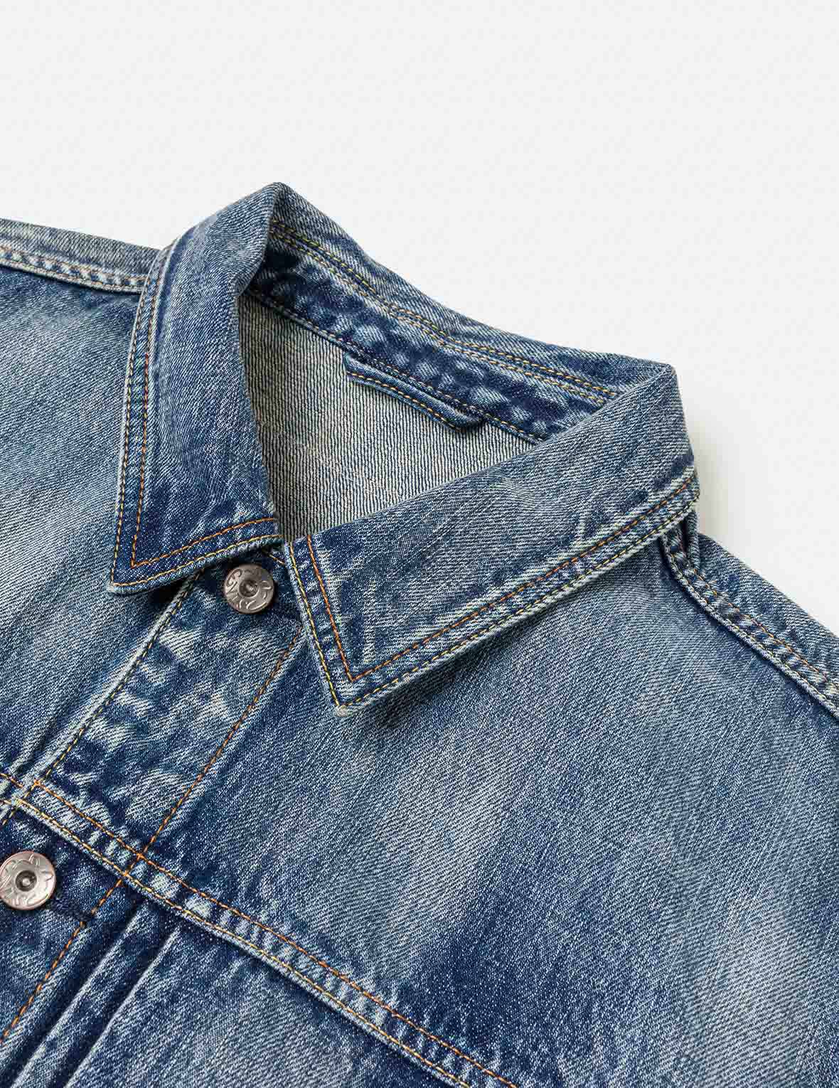 Brocade Patch Multi-pocket Denim Jacket