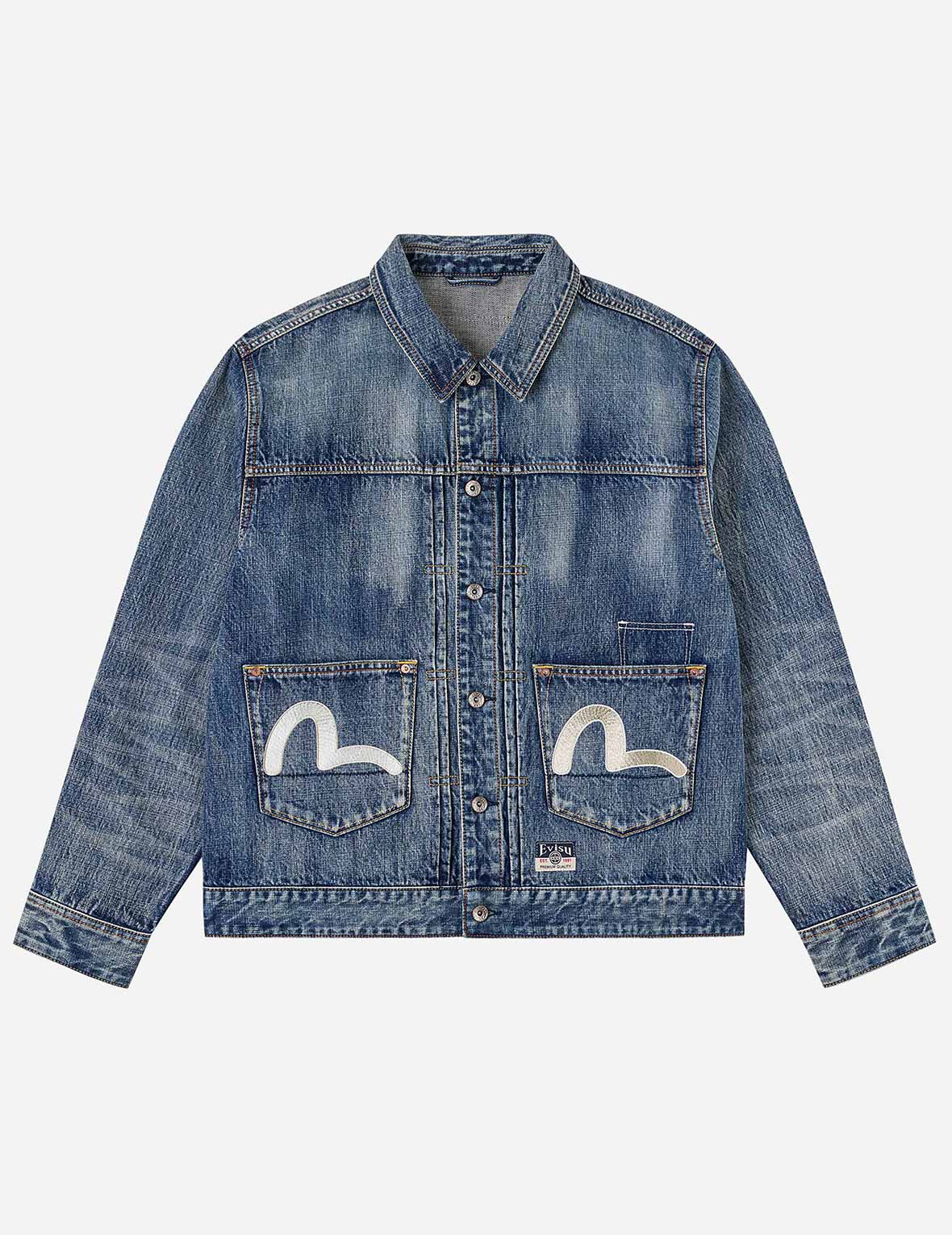 Brocade Patch Multi-pocket Denim Jacket
