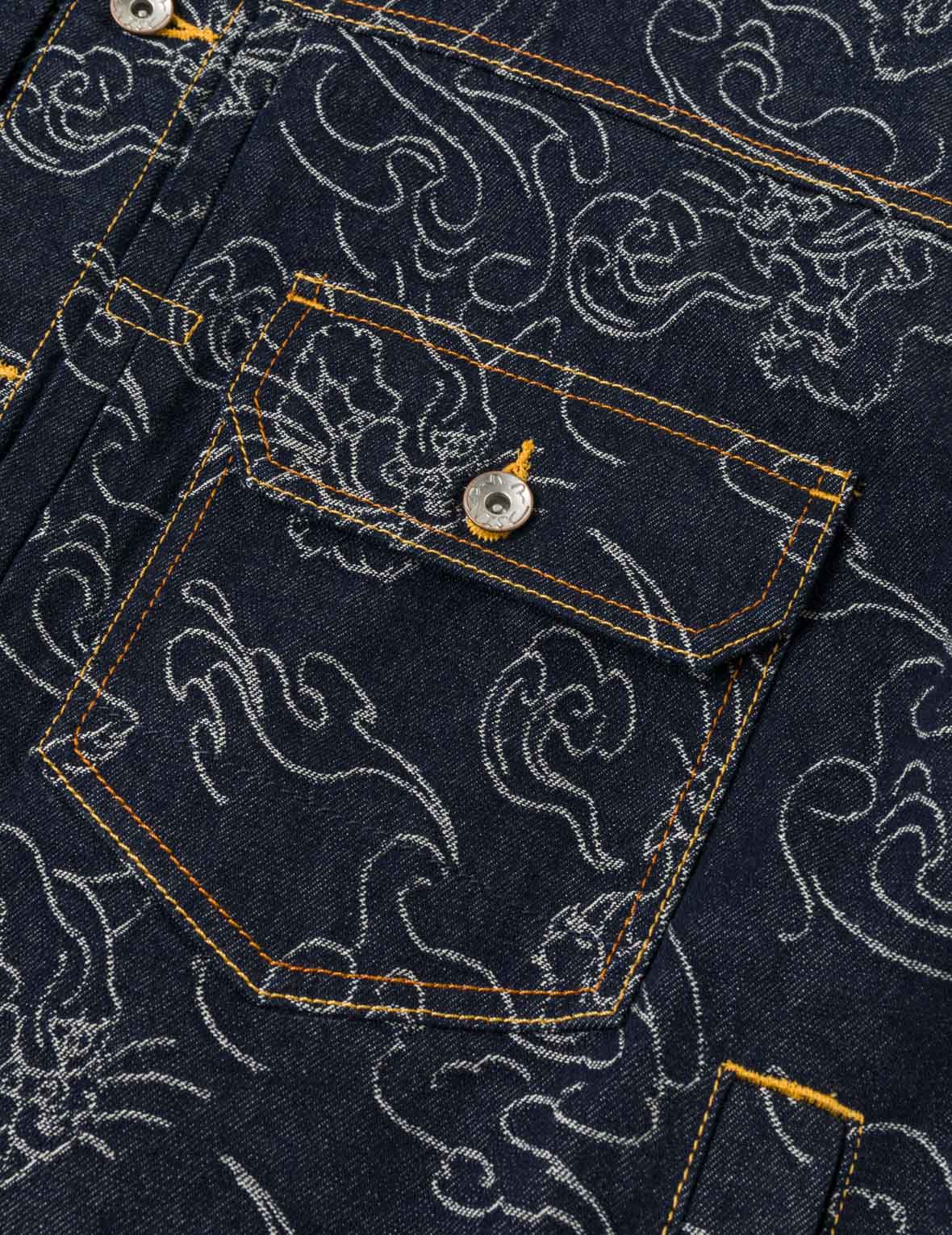 全幅豹纹提花牛仔夹克