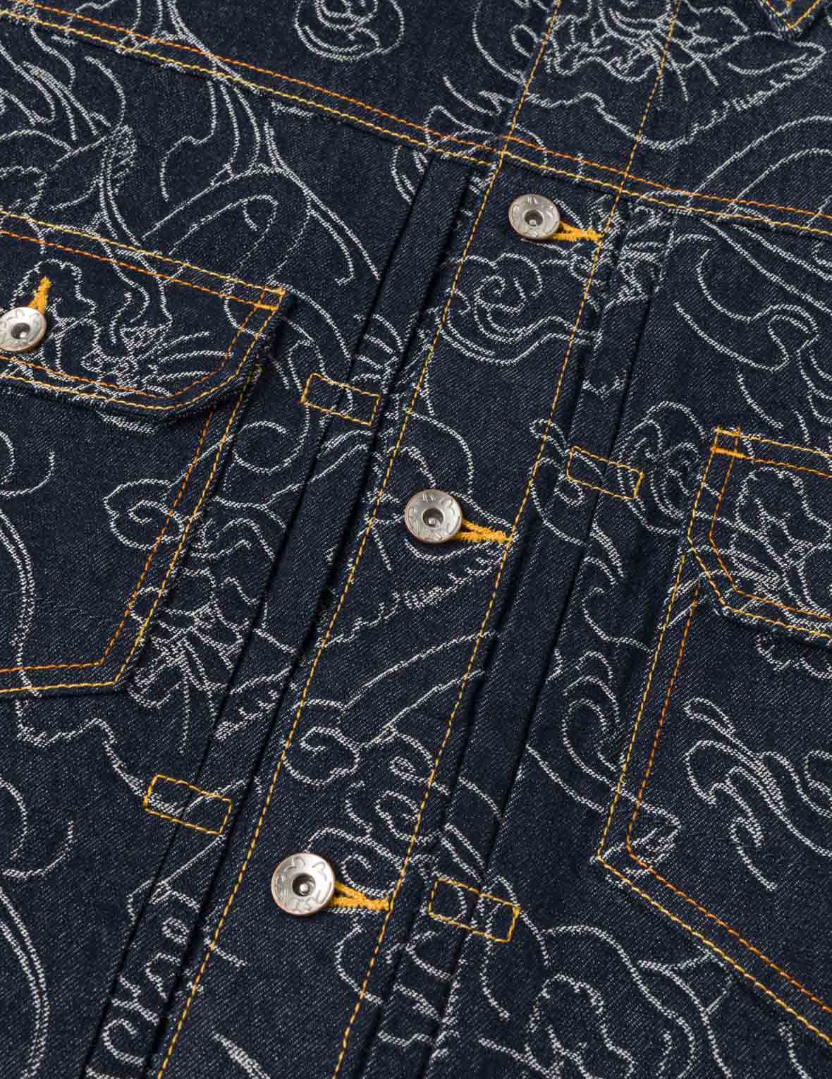 全幅豹纹提花牛仔夹克