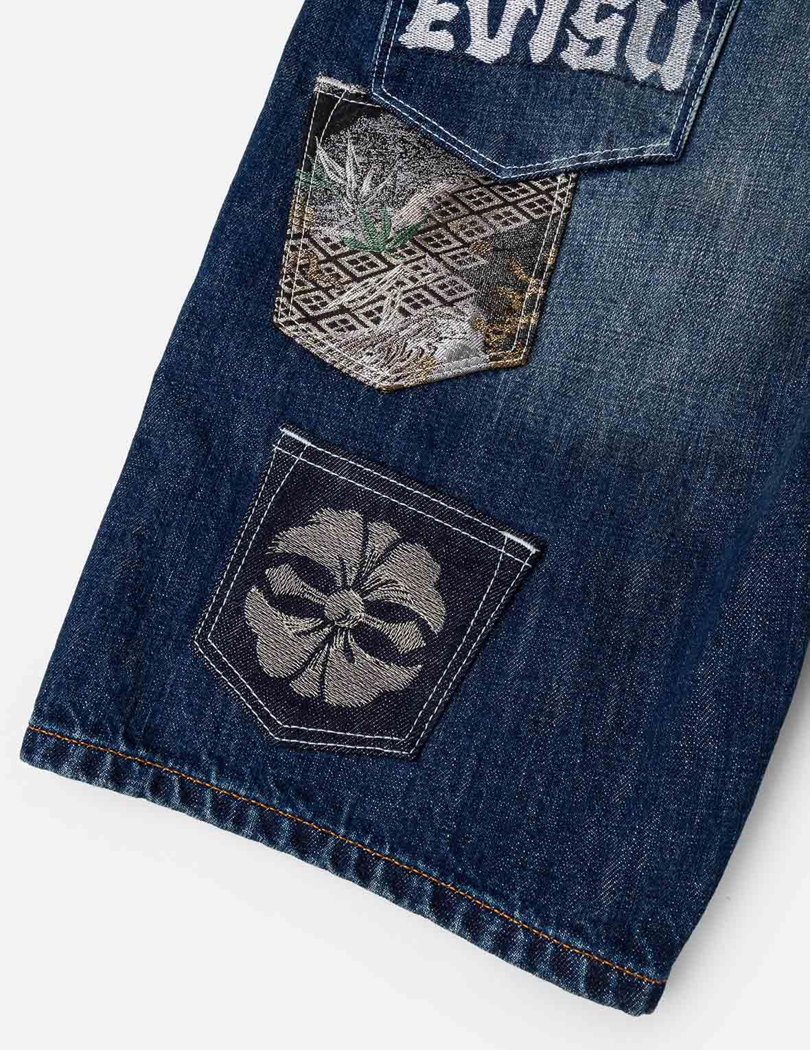 Brocade Patchwork Denim Shorts