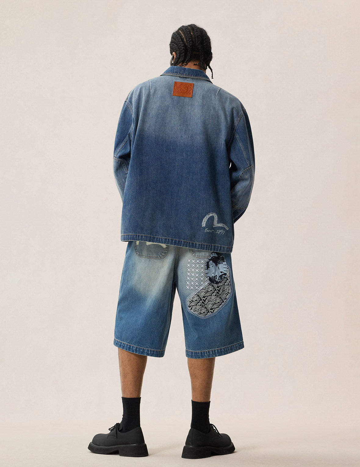 Sashiko Patch Denim Shorts