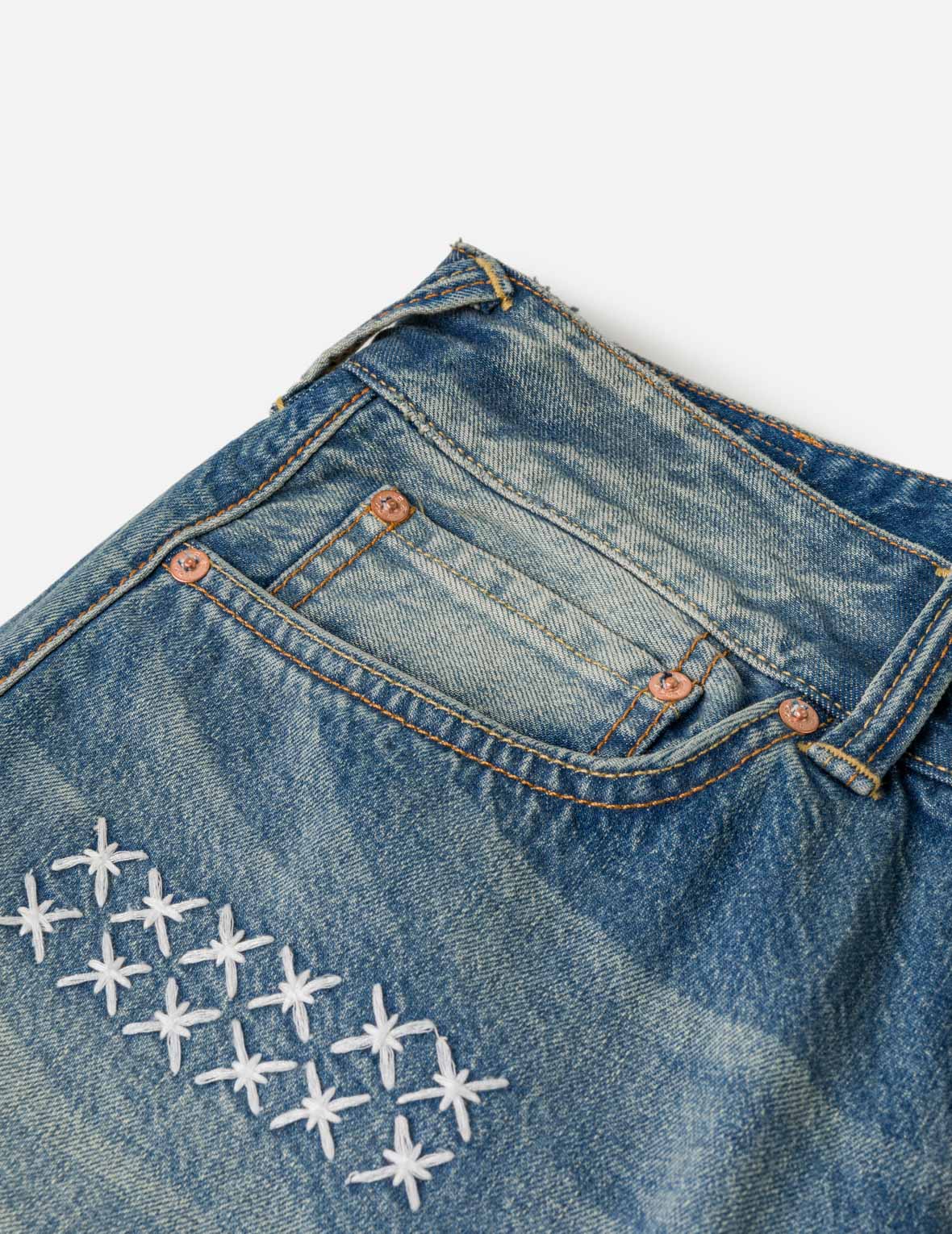 Sashiko Patch Denim Shorts
