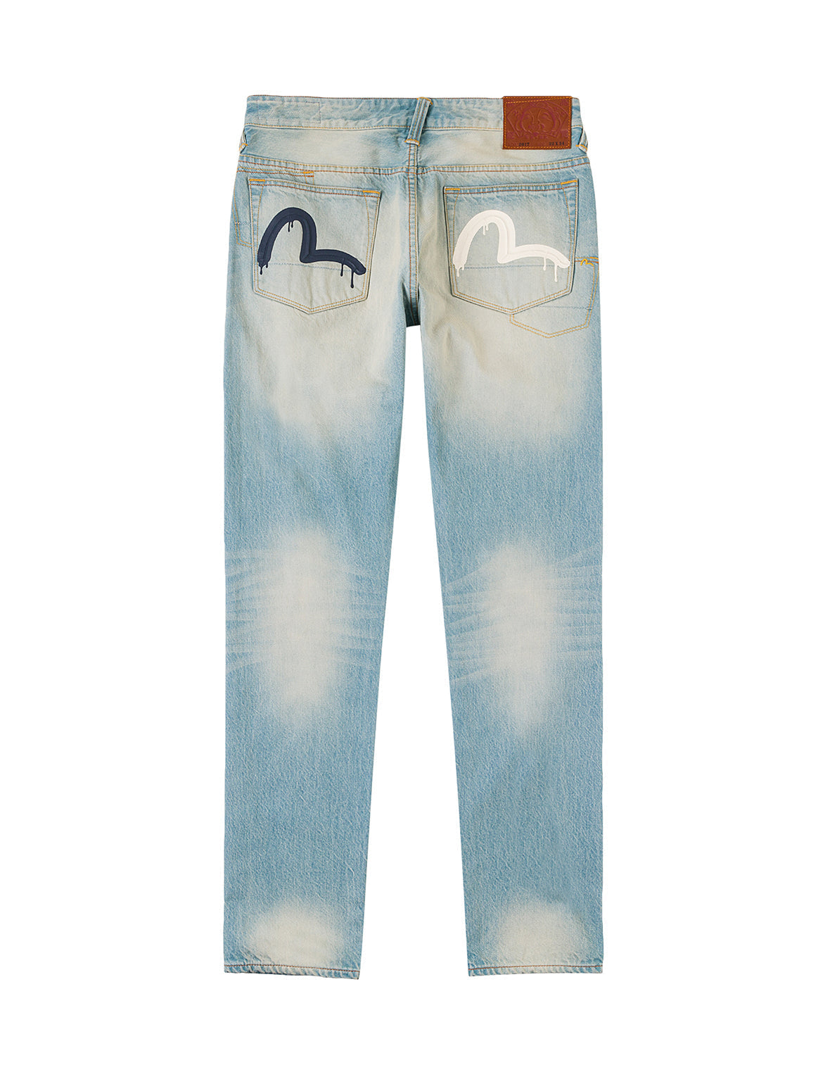 7-Pocket Seagull Print Washed Jeans #2017