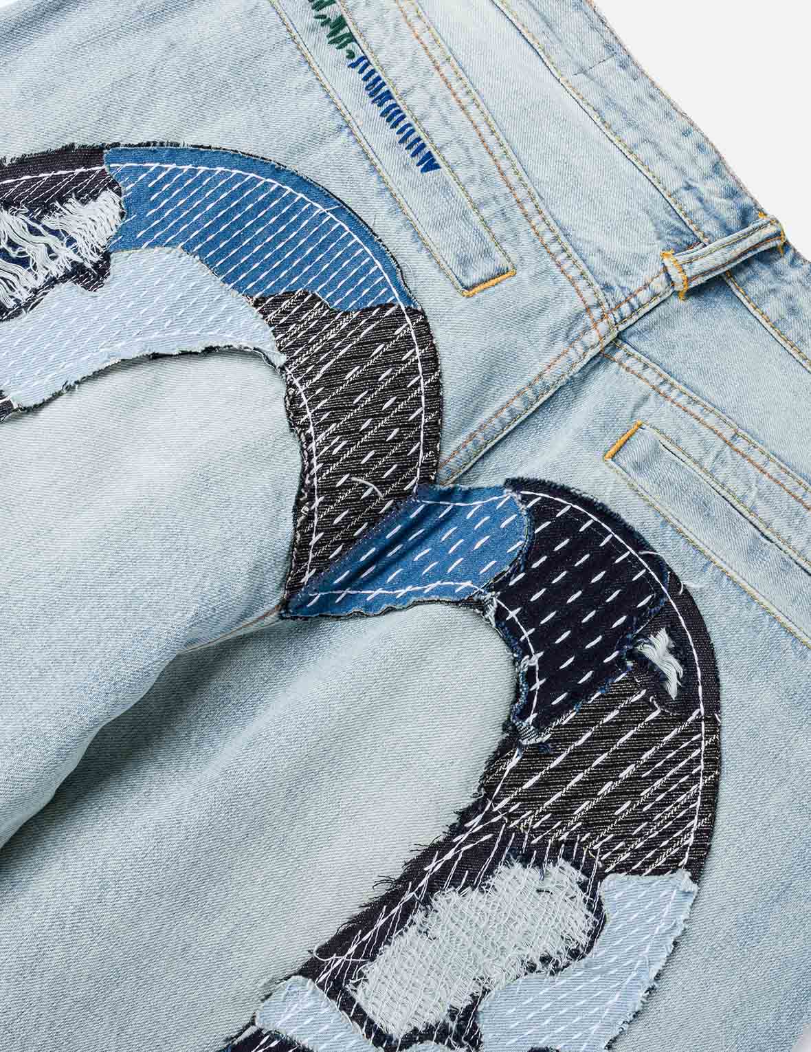 大M刺子绣拼布牛仔裤 #2038