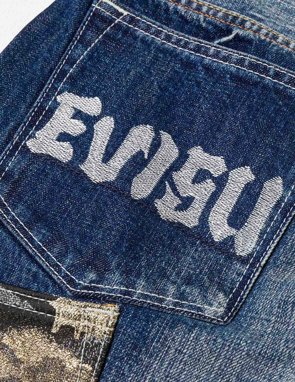 Brocade Patchwork Denim Shorts #2017