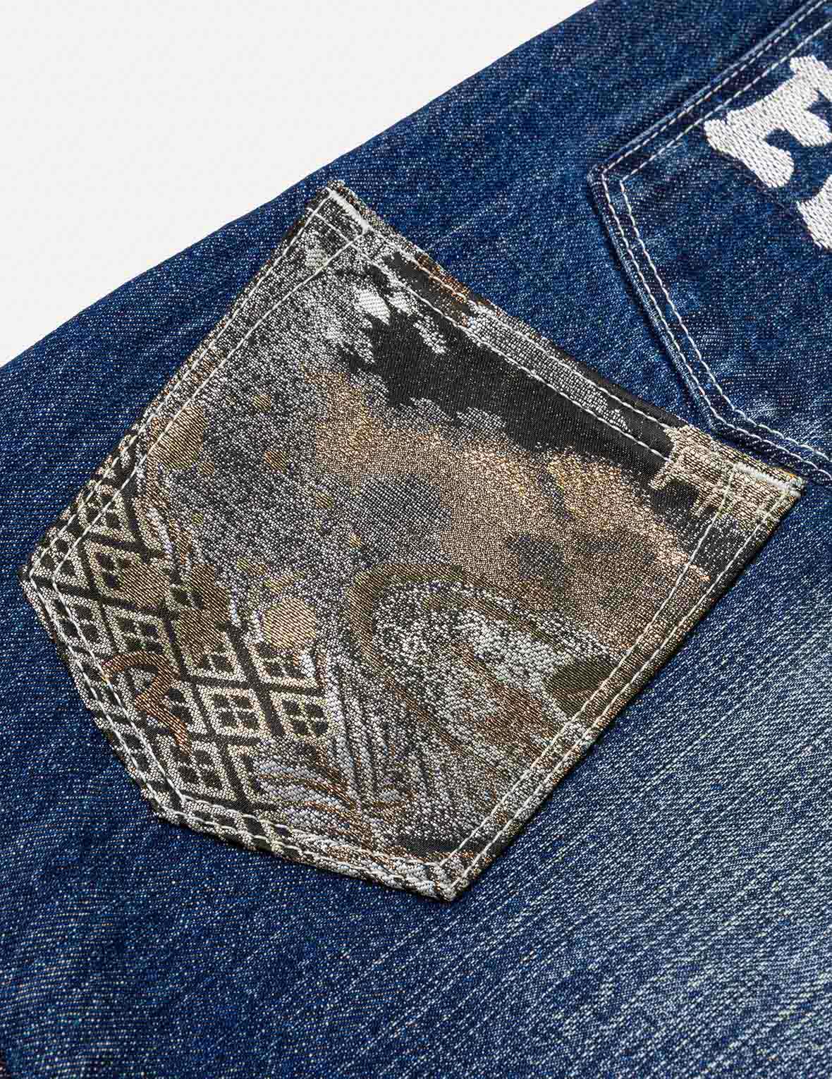 Brocade Patchwork Denim Shorts #2017