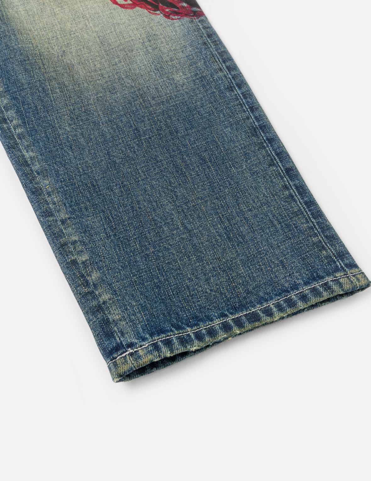 Allover Graffiti Printed Denim Jeans #2030