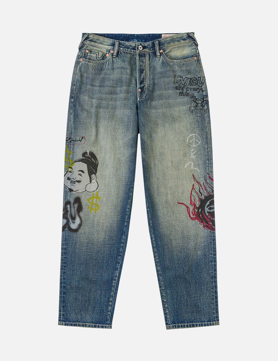 Allover Graffiti Printed Denim Jeans #2030