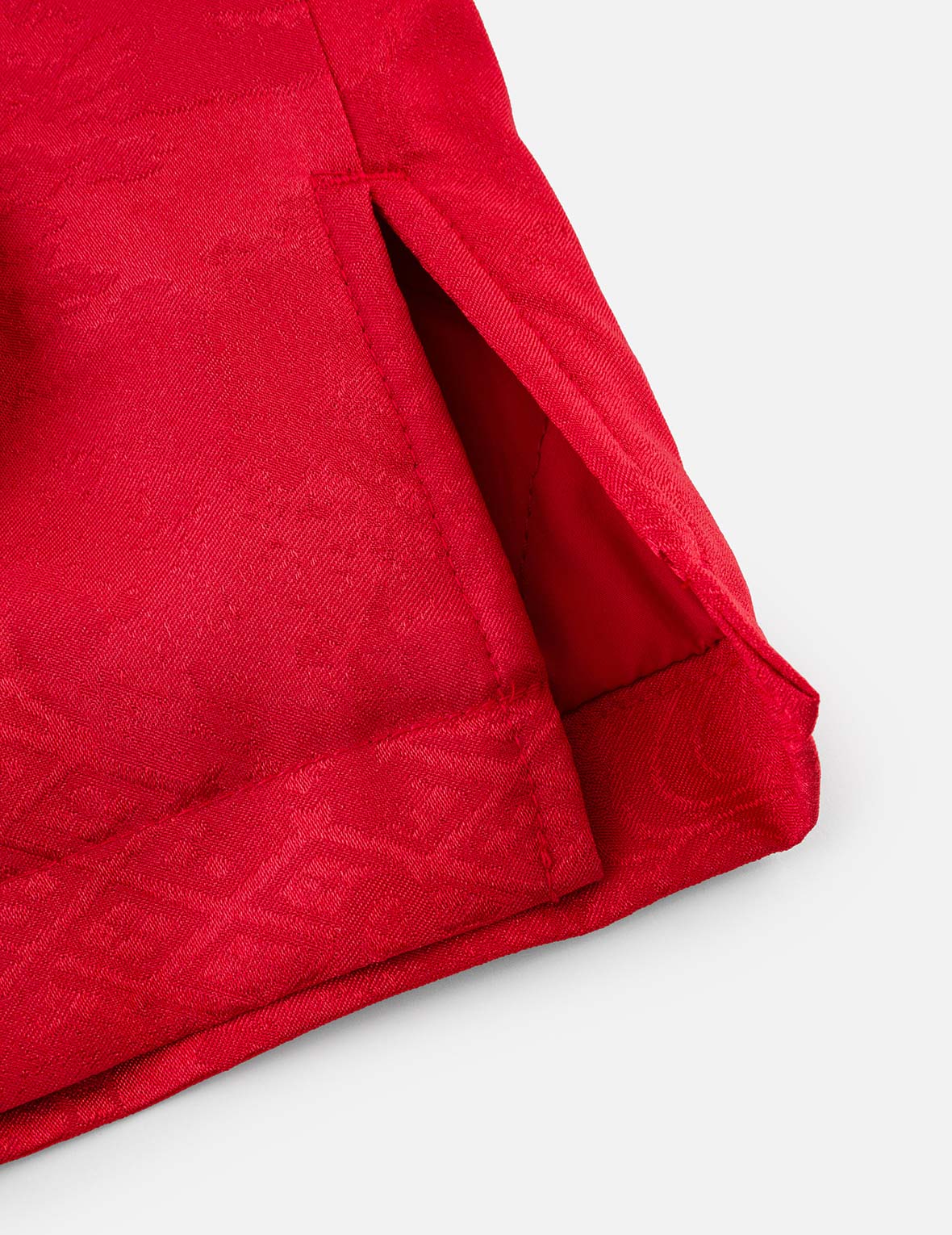 Allover Jacquard Padded Chinese Jacket - Red