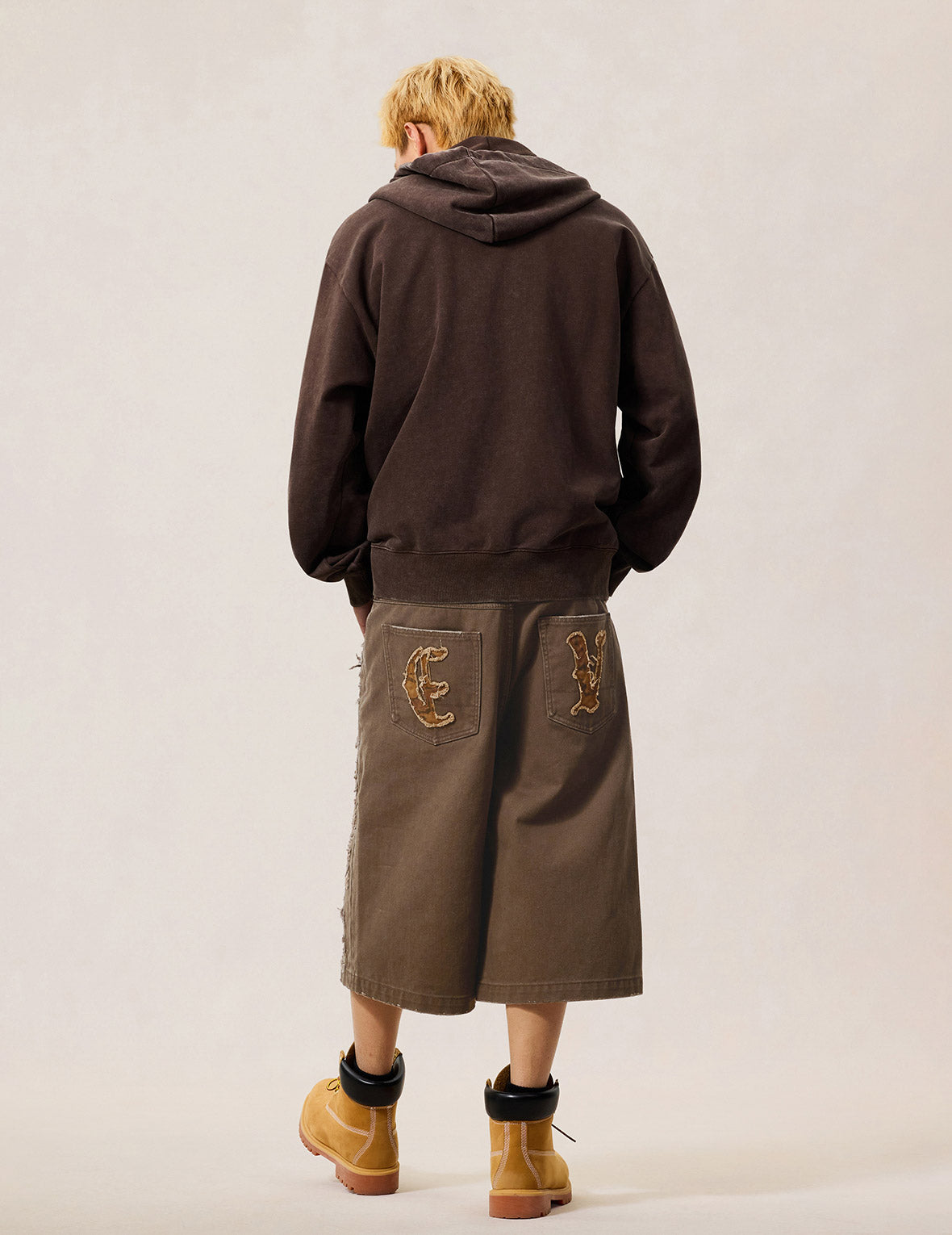 Ishigaki Camouflage Patchwork Denim Shorts