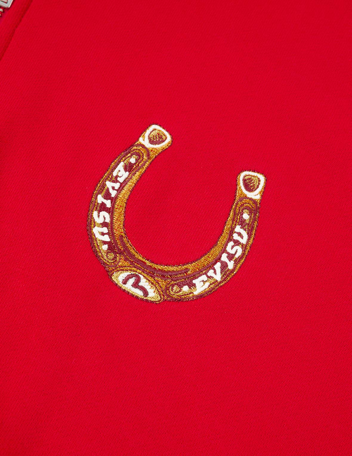 Year Of Horse Embroidery Zip-Up Hoodie - Red