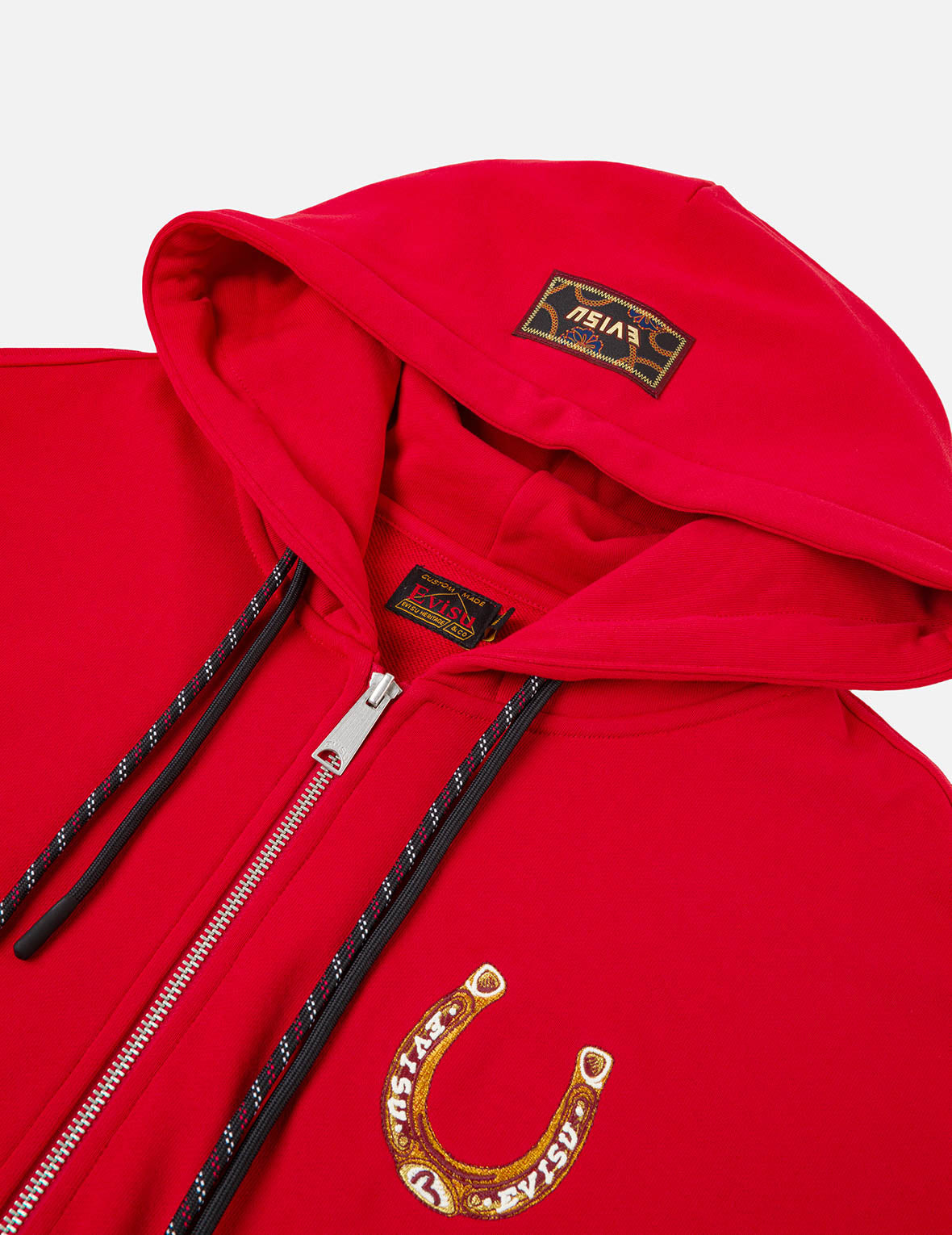Year Of Horse Embroidery Zip-Up Hoodie - Red
