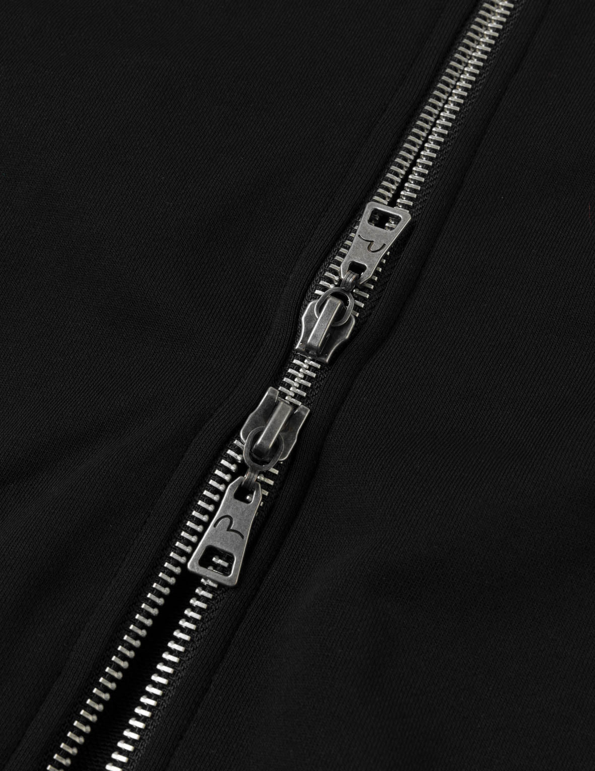 Poker Spade Embroidery Zip-up Hoodie - Black