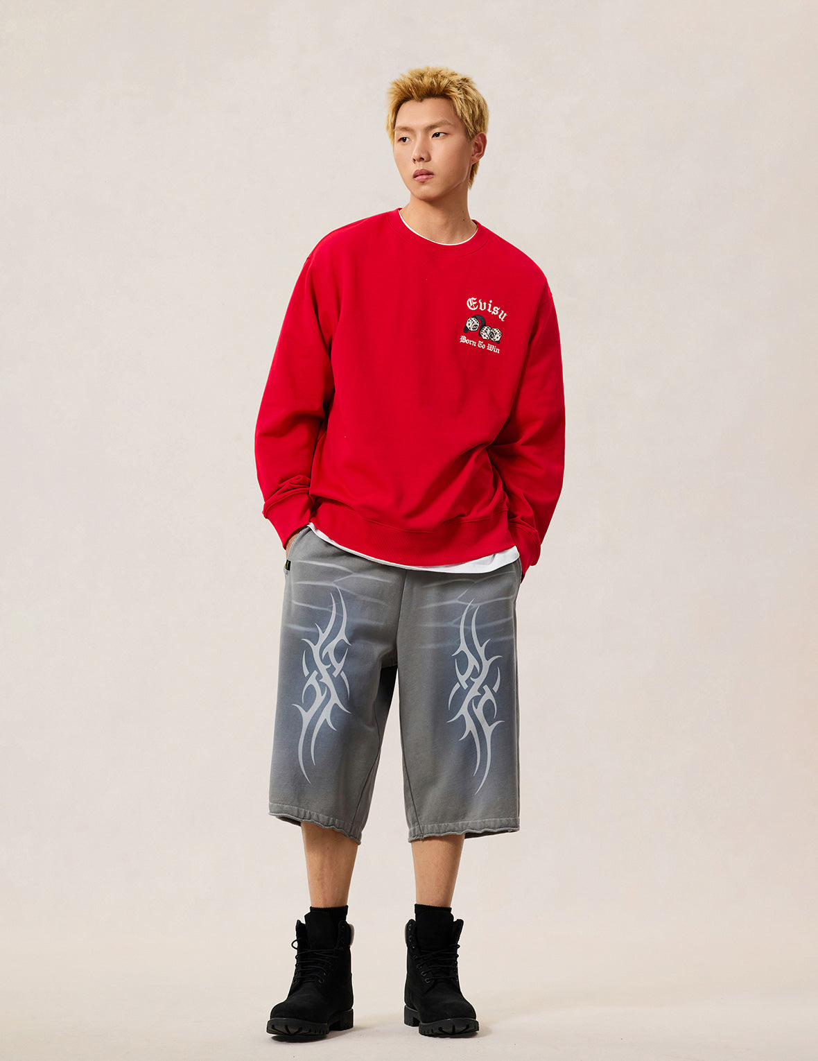 扑克幸运骰子刺绣卫衣 - 紅