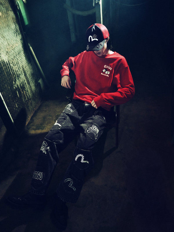 扑克幸运骰子刺绣卫衣 - 紅