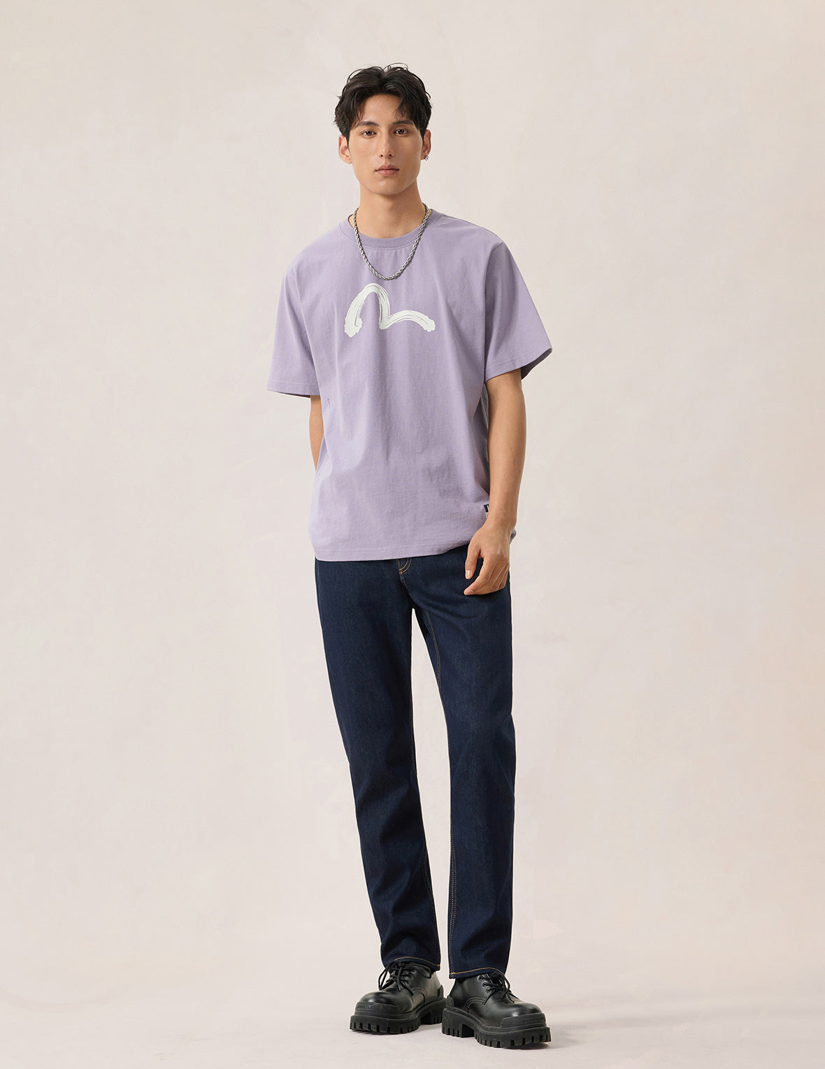 手绘刷色海鸥印花T恤