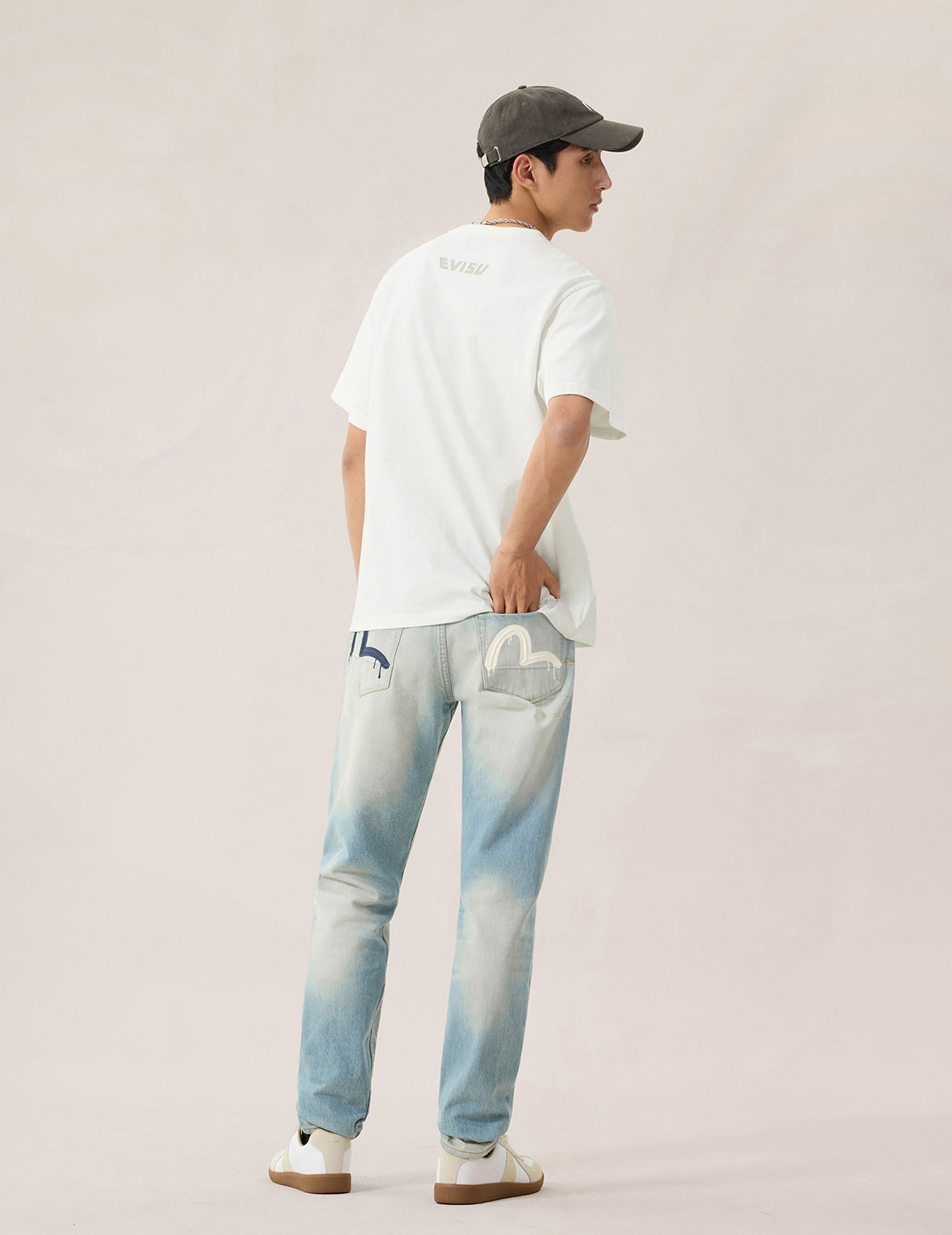 手绘刷色海鸥印花T恤