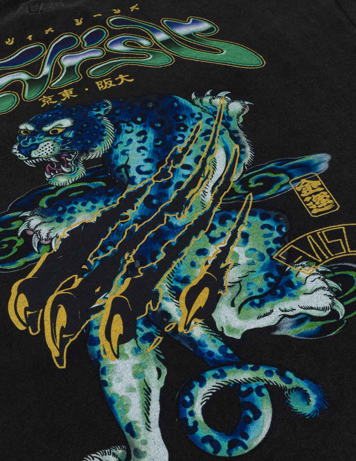 荧光豹子印花短袖T恤