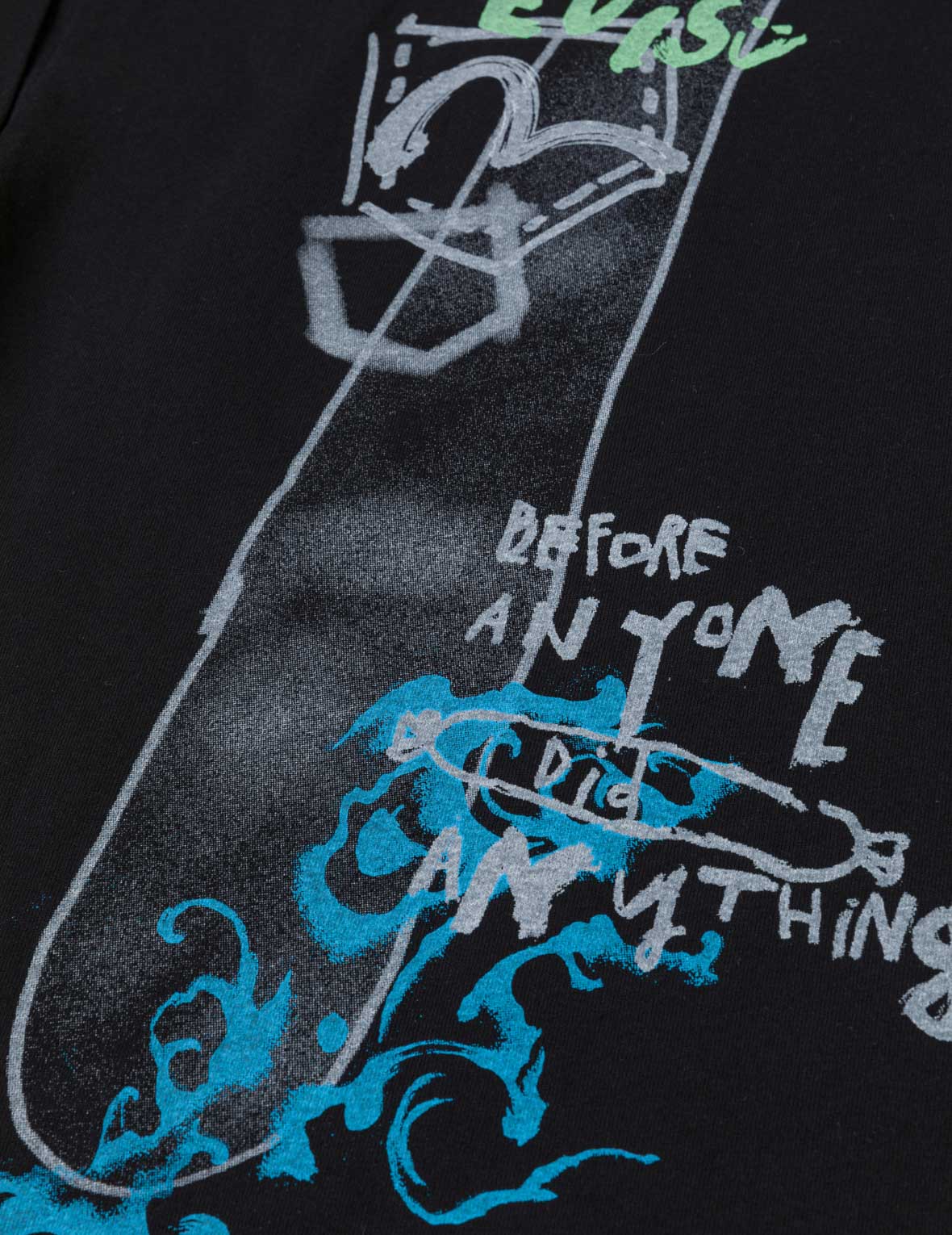 Hand-drawn Daicock and Multi-pocket Graffiti T-shirt