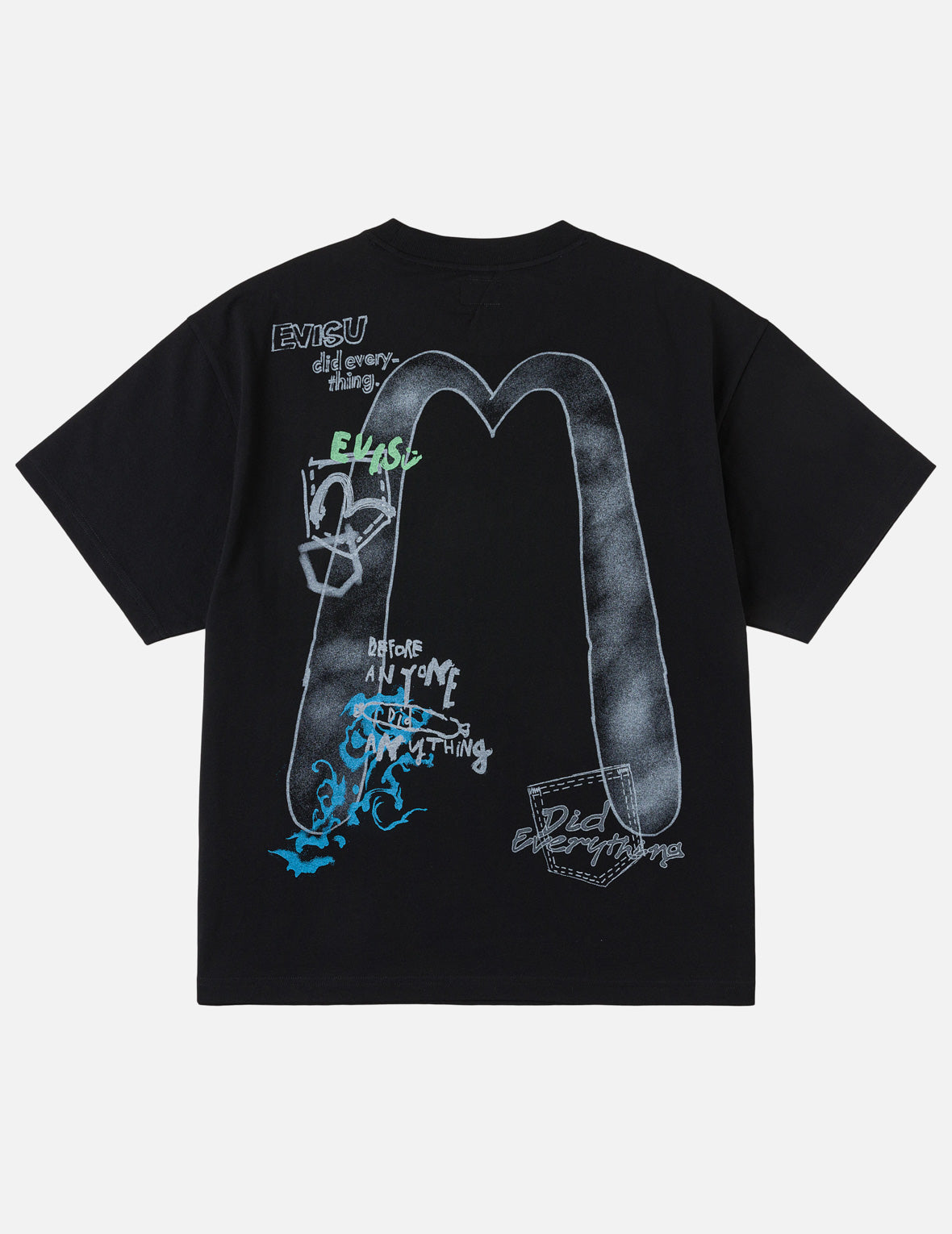 Hand-drawn Daicock and Multi-pocket Graffiti T-shirt
