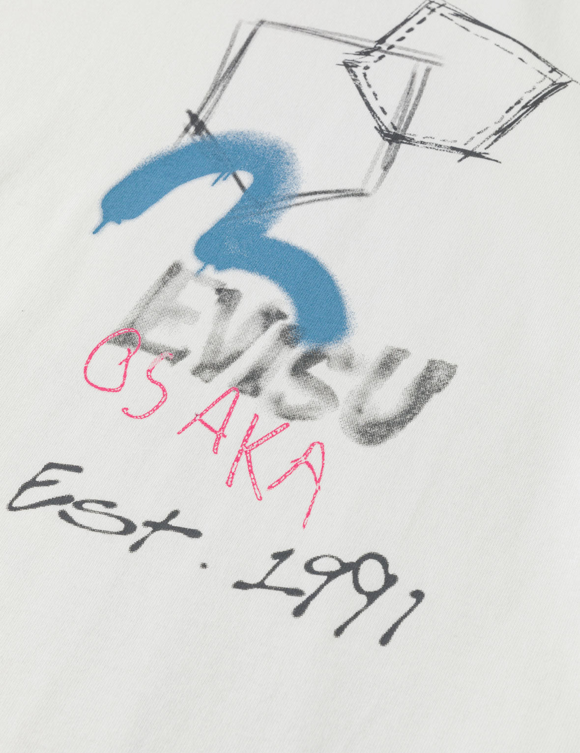 Hand-drawn Daicock and Multi-pocket Graffiti T-shirt